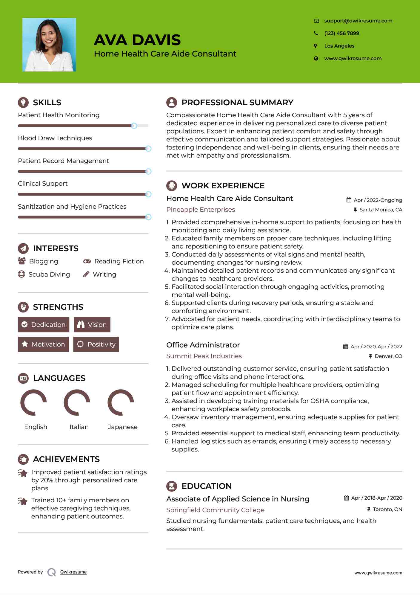 Home Health Care Aide Consultant Resume Format