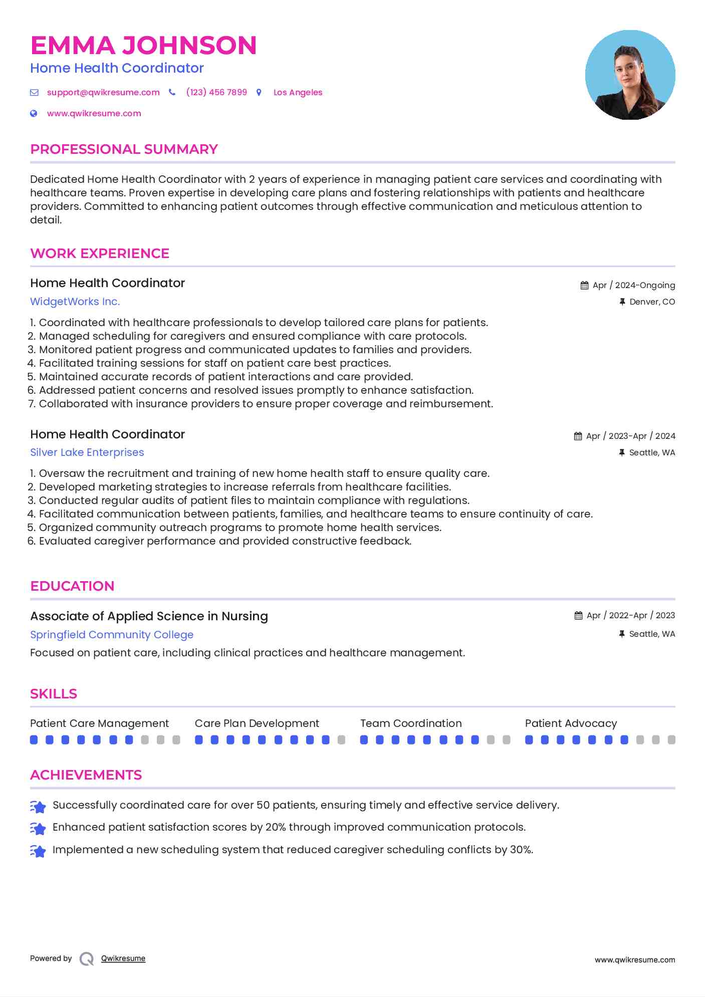 Home Health Coordinator Resume Format