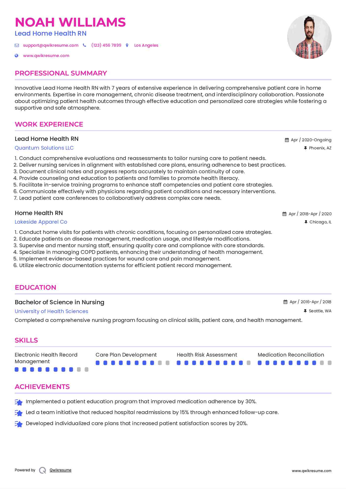 Lead Home Health RN Resume Format