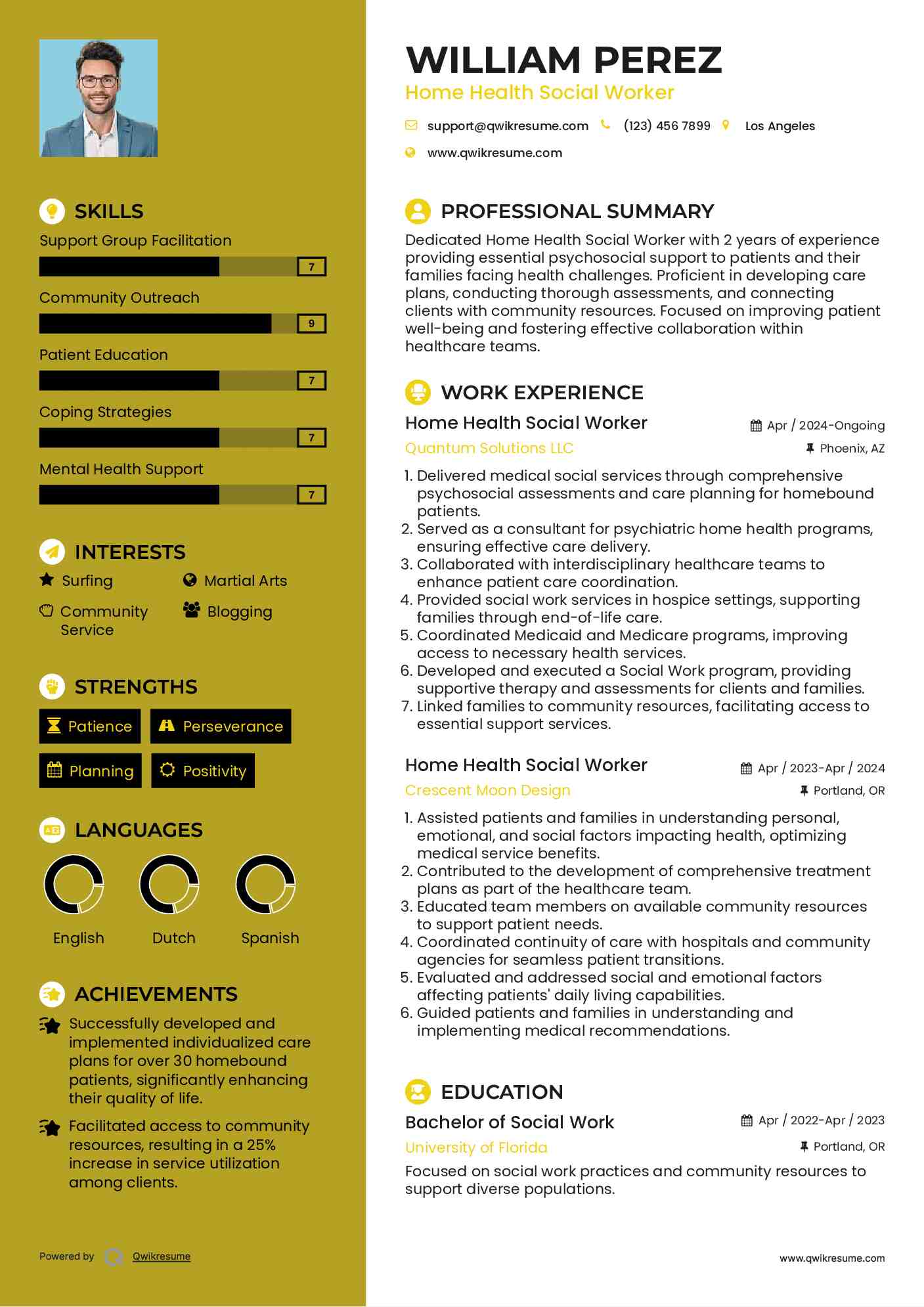 Home Health Social Worker Resume Format