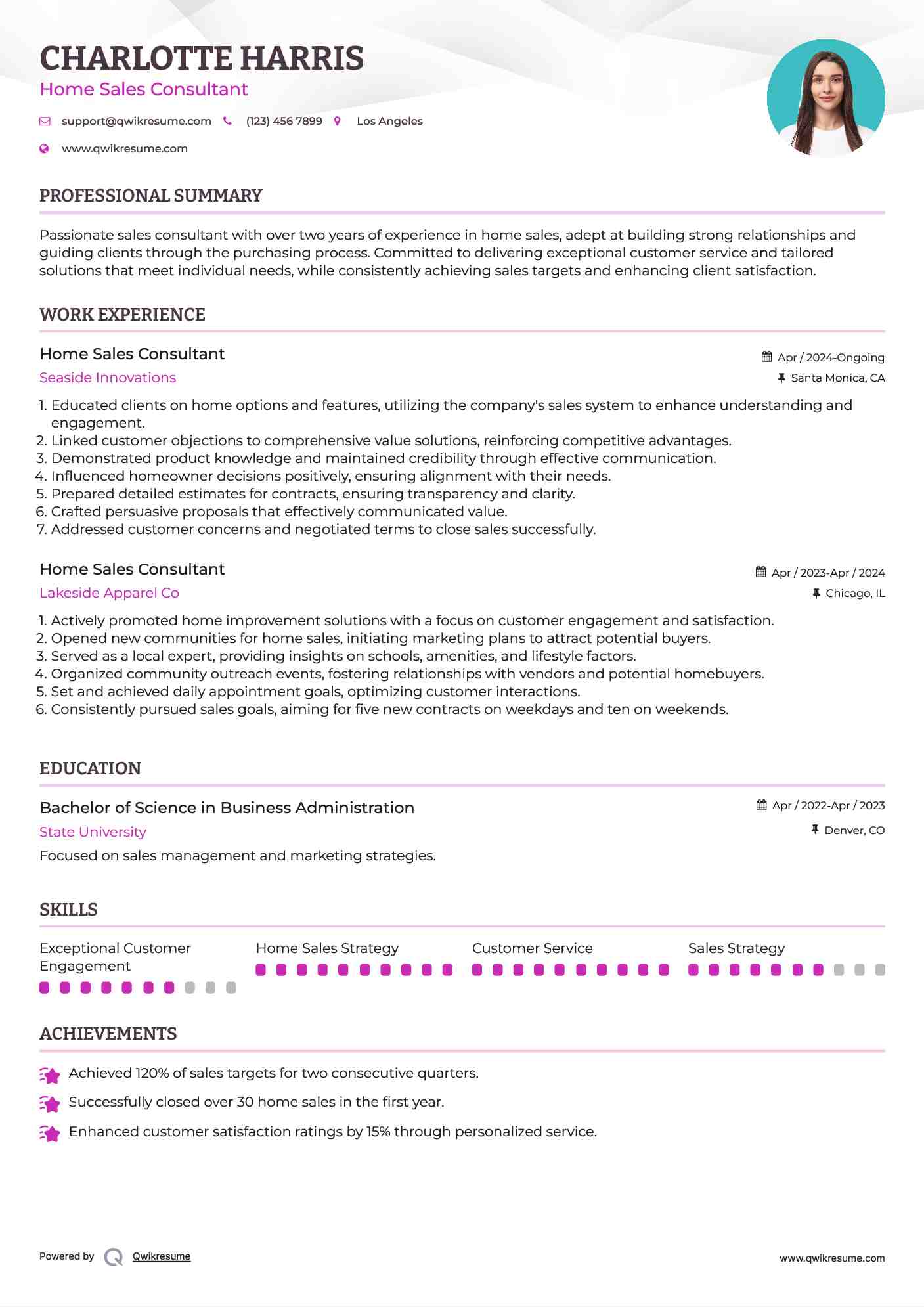 Home Sales Consultant Resume Format