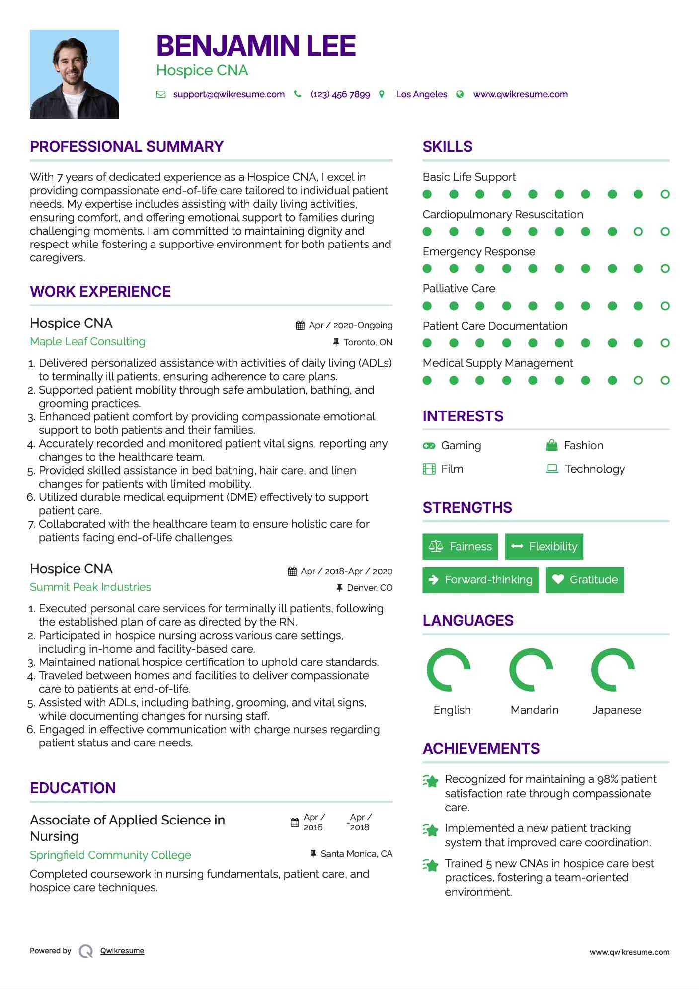 Hospice CNA Resume Template