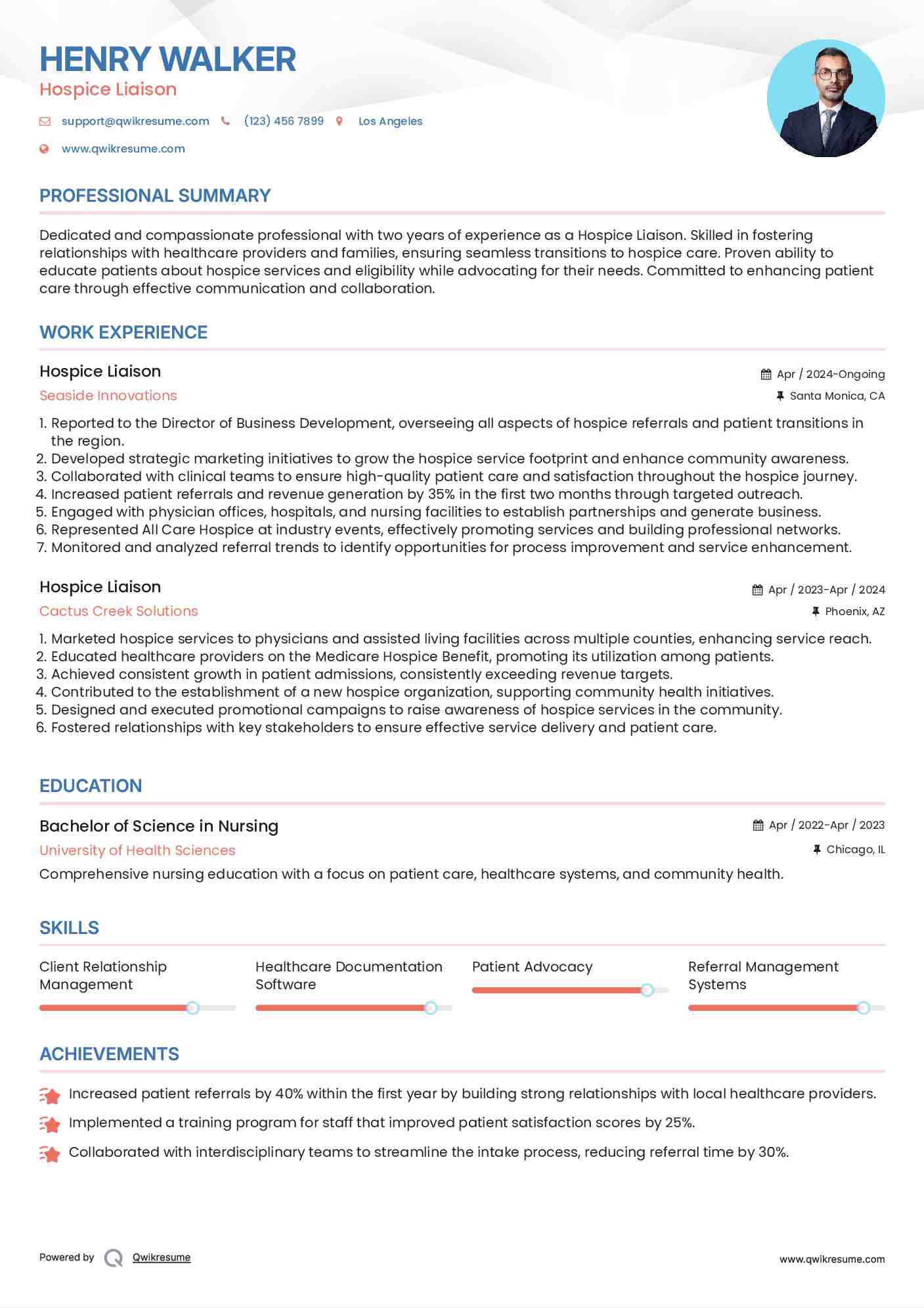 Hospice Liaison Resume Template