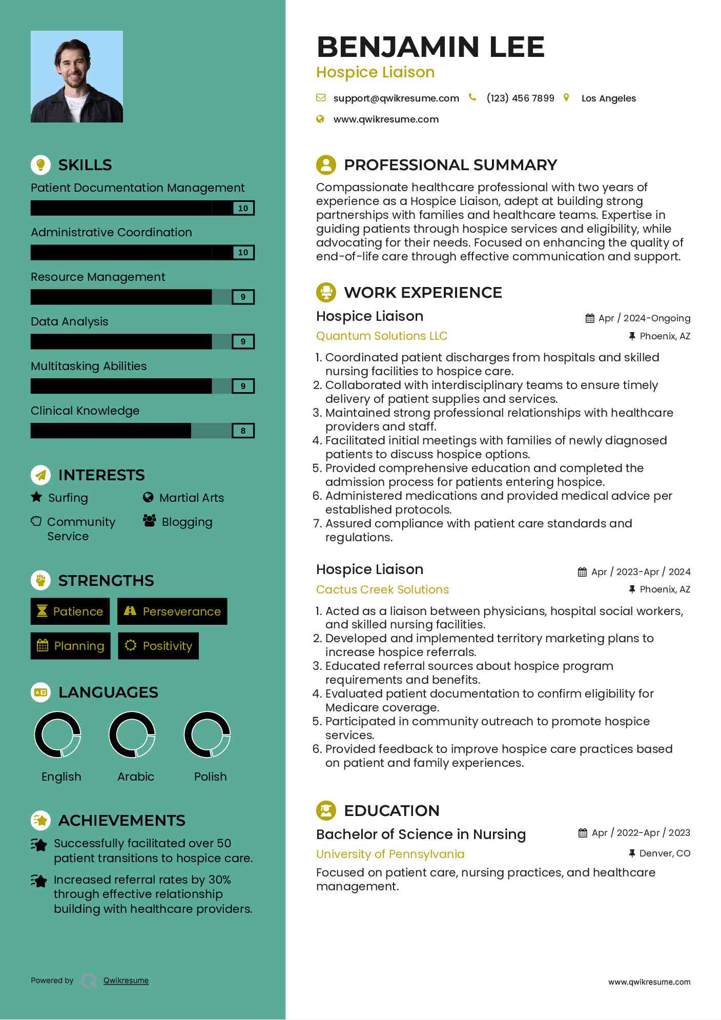 Hospice Liaison Resume Format
