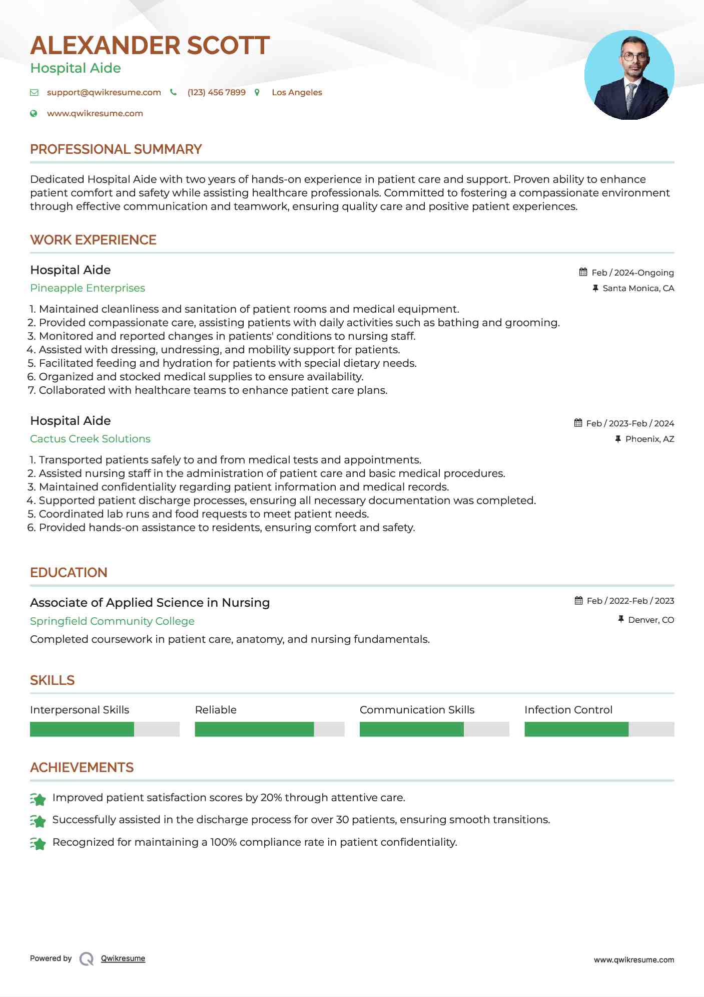 Hospital Aide Resume Format