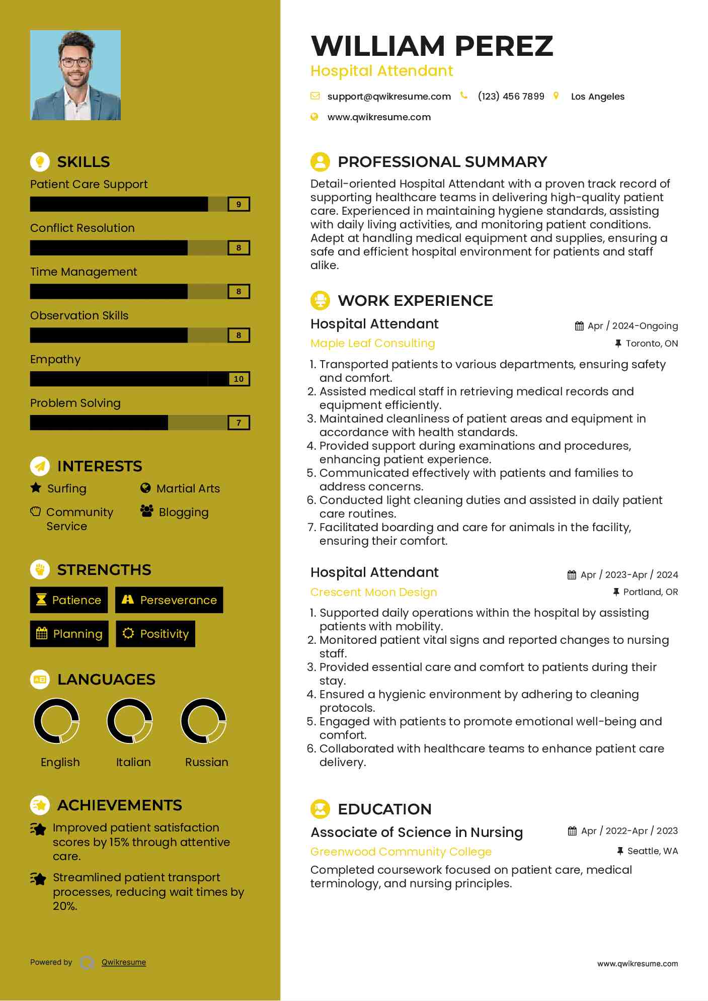 Hospital Attendant Resume Format