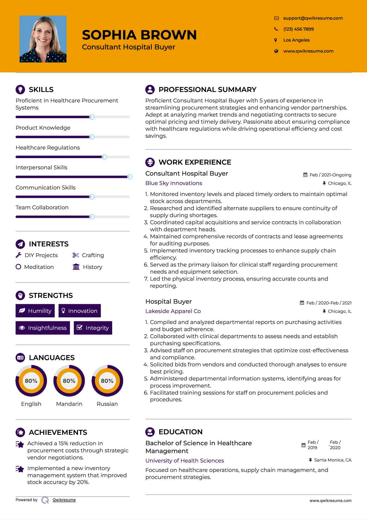 Consultant Hospital Buyer Resume Template