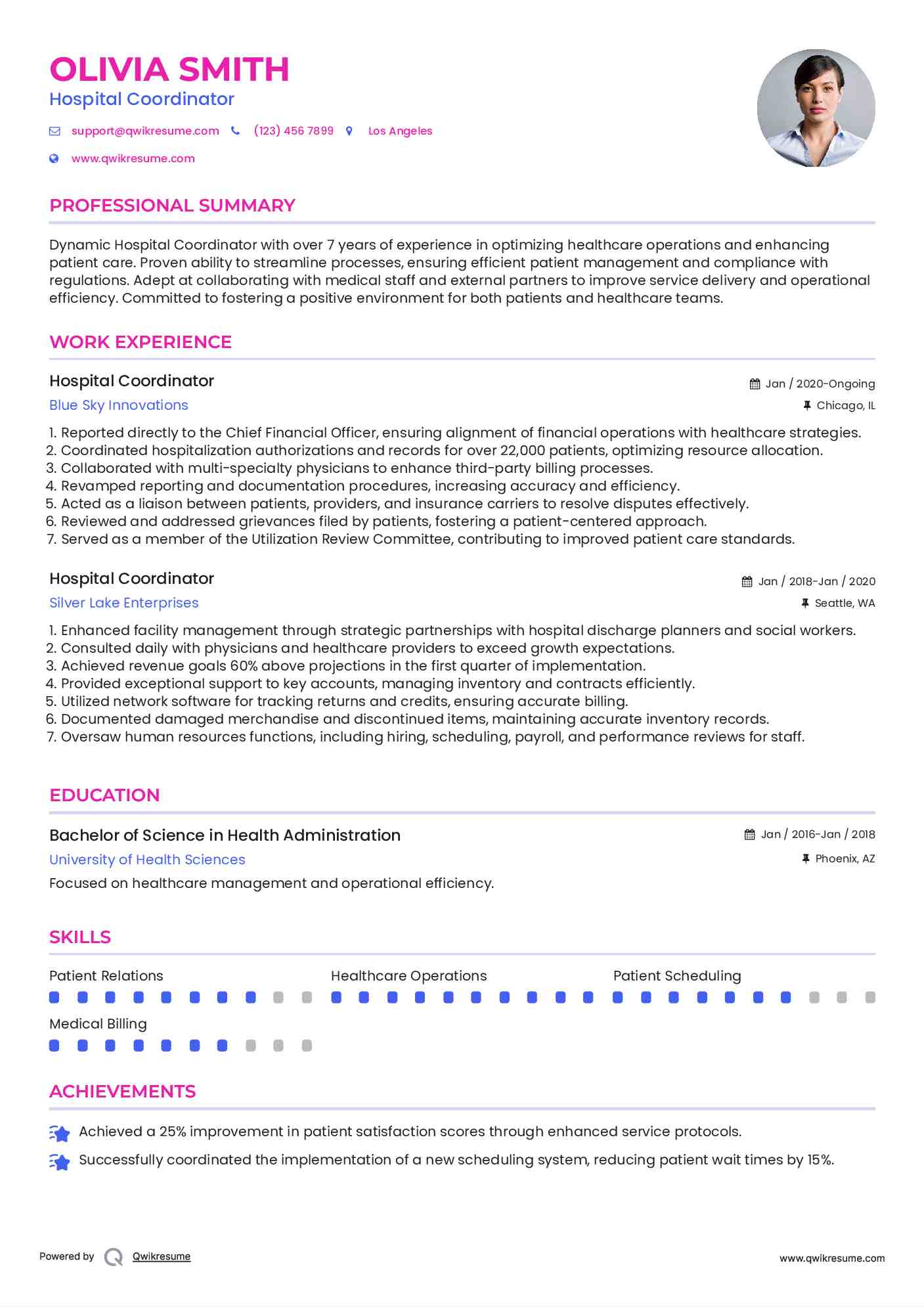 Hospital Coordinator Resume Template