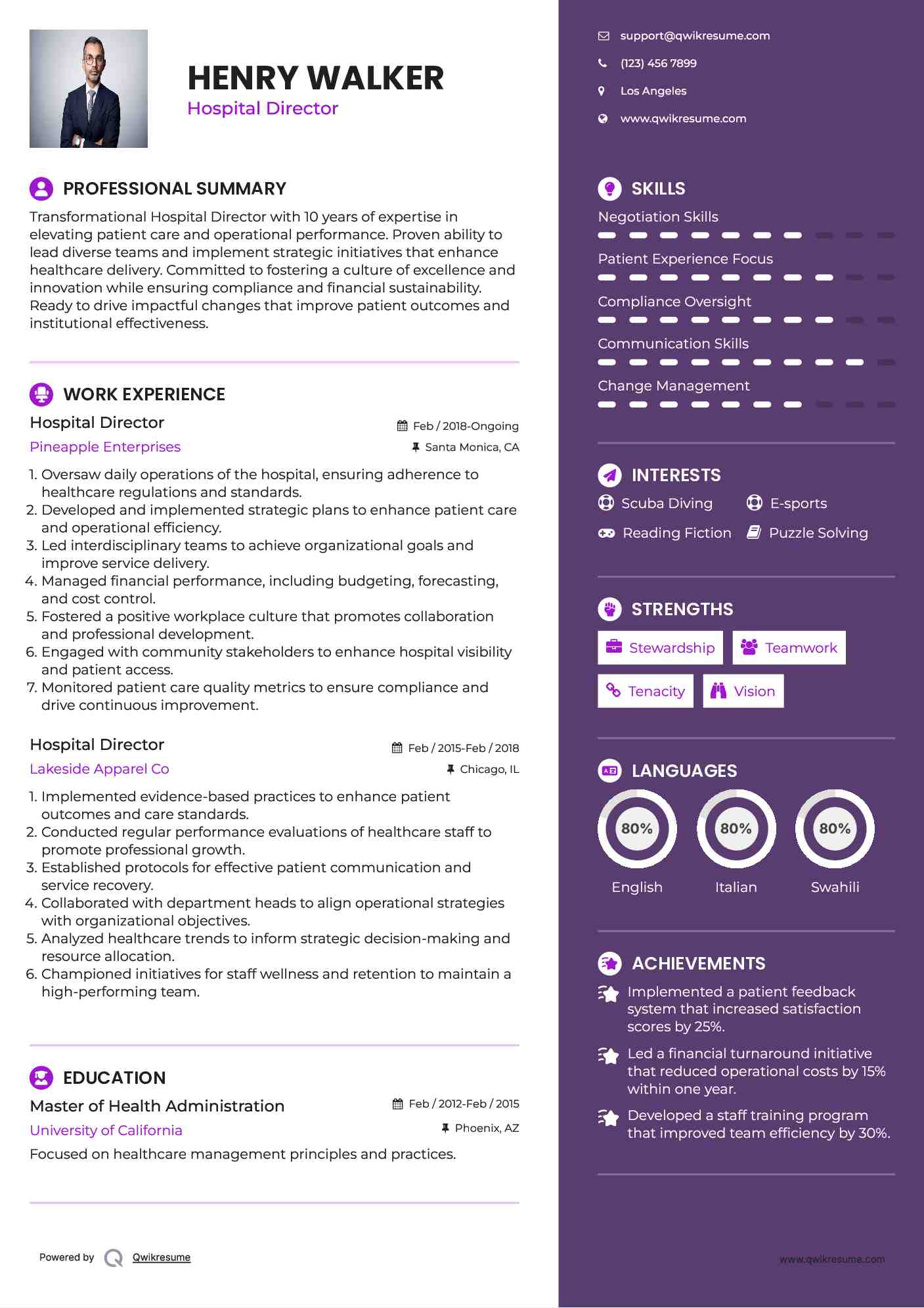 10+ Hospital Director Resume Samples & Templates for 2025