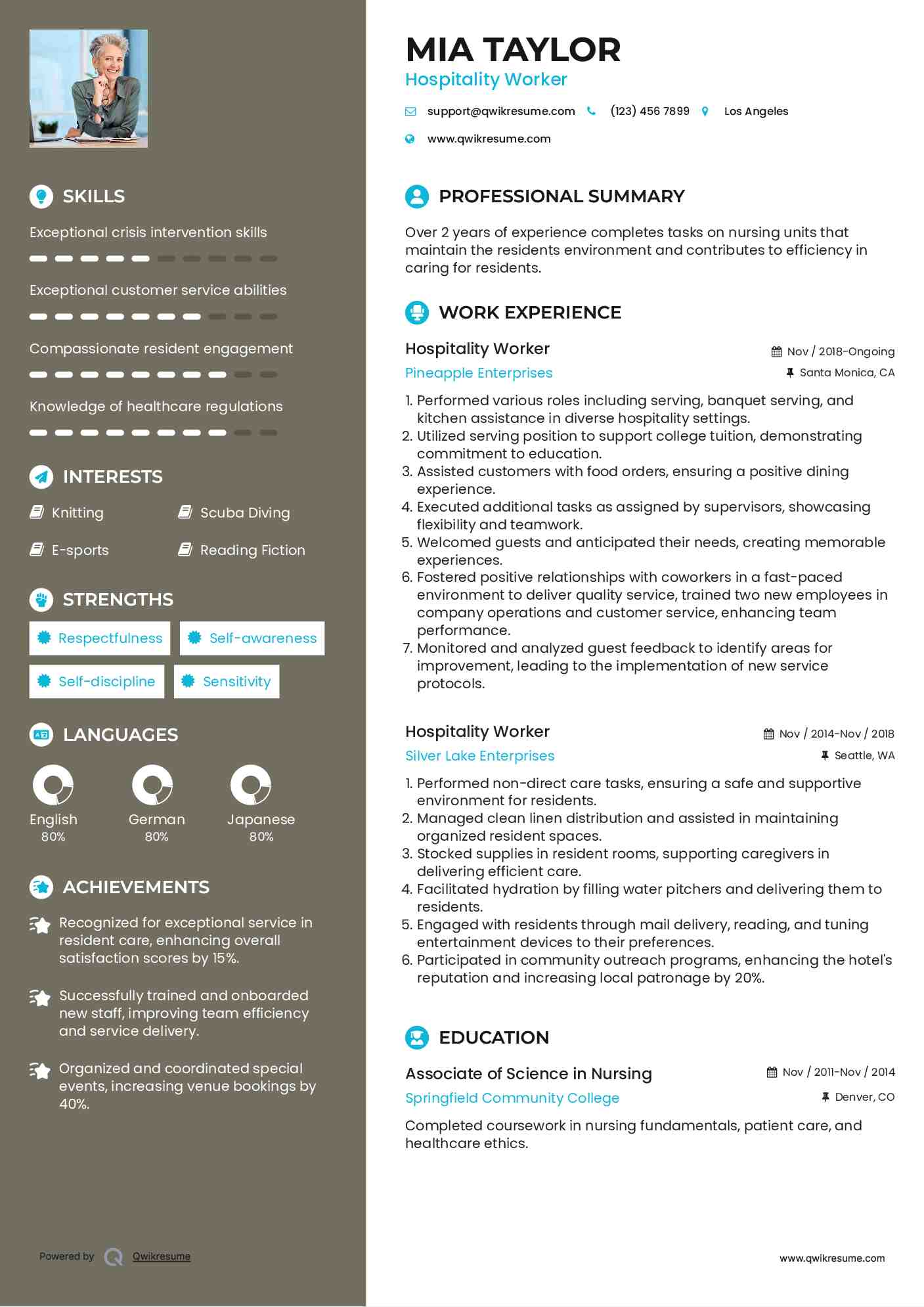 Hospitality Worker Resume Format