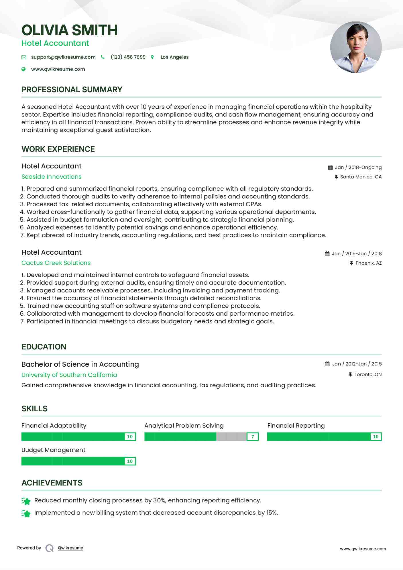 Hotel Accountant Resume Format