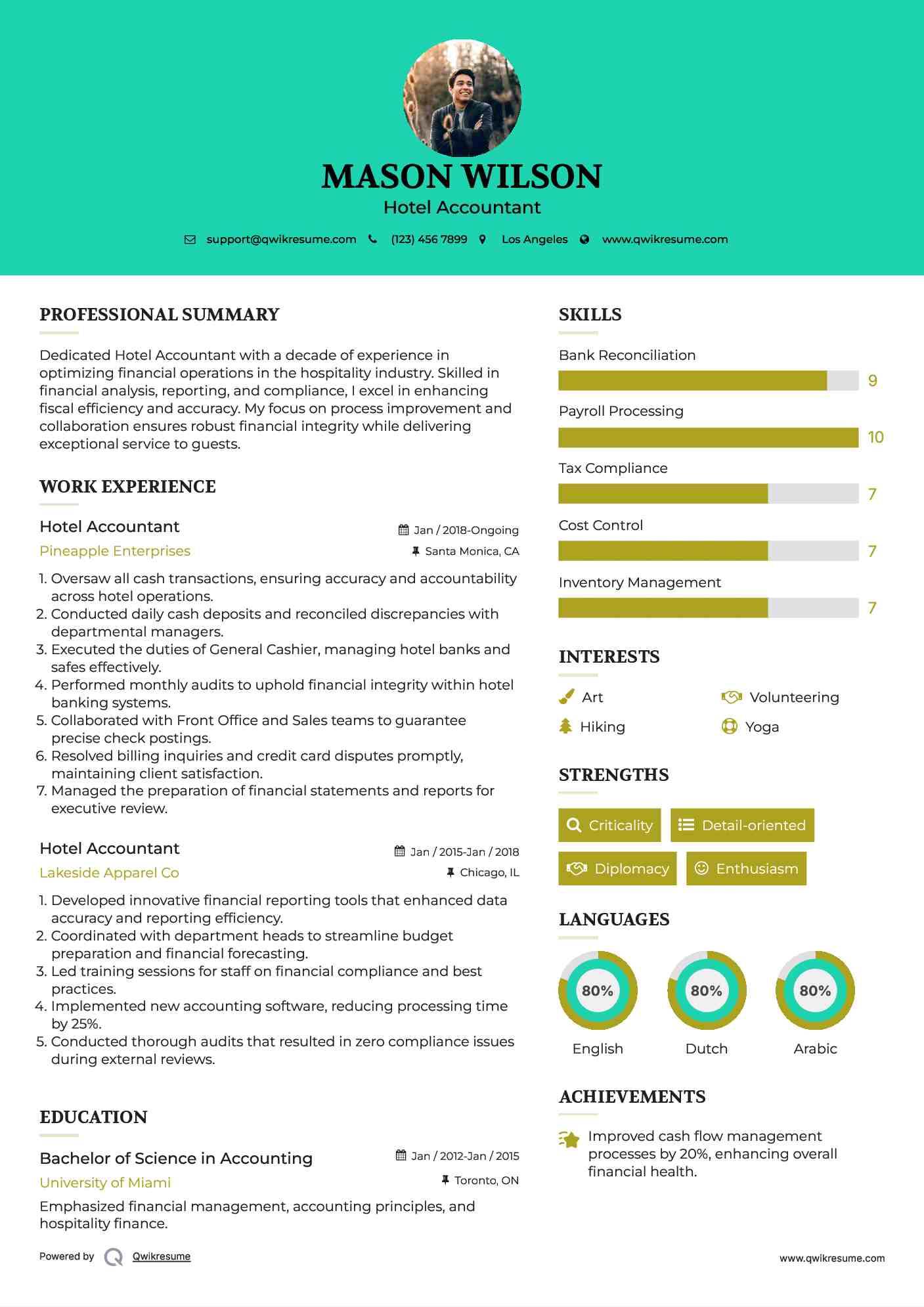 Hotel Accountant Resume Format
