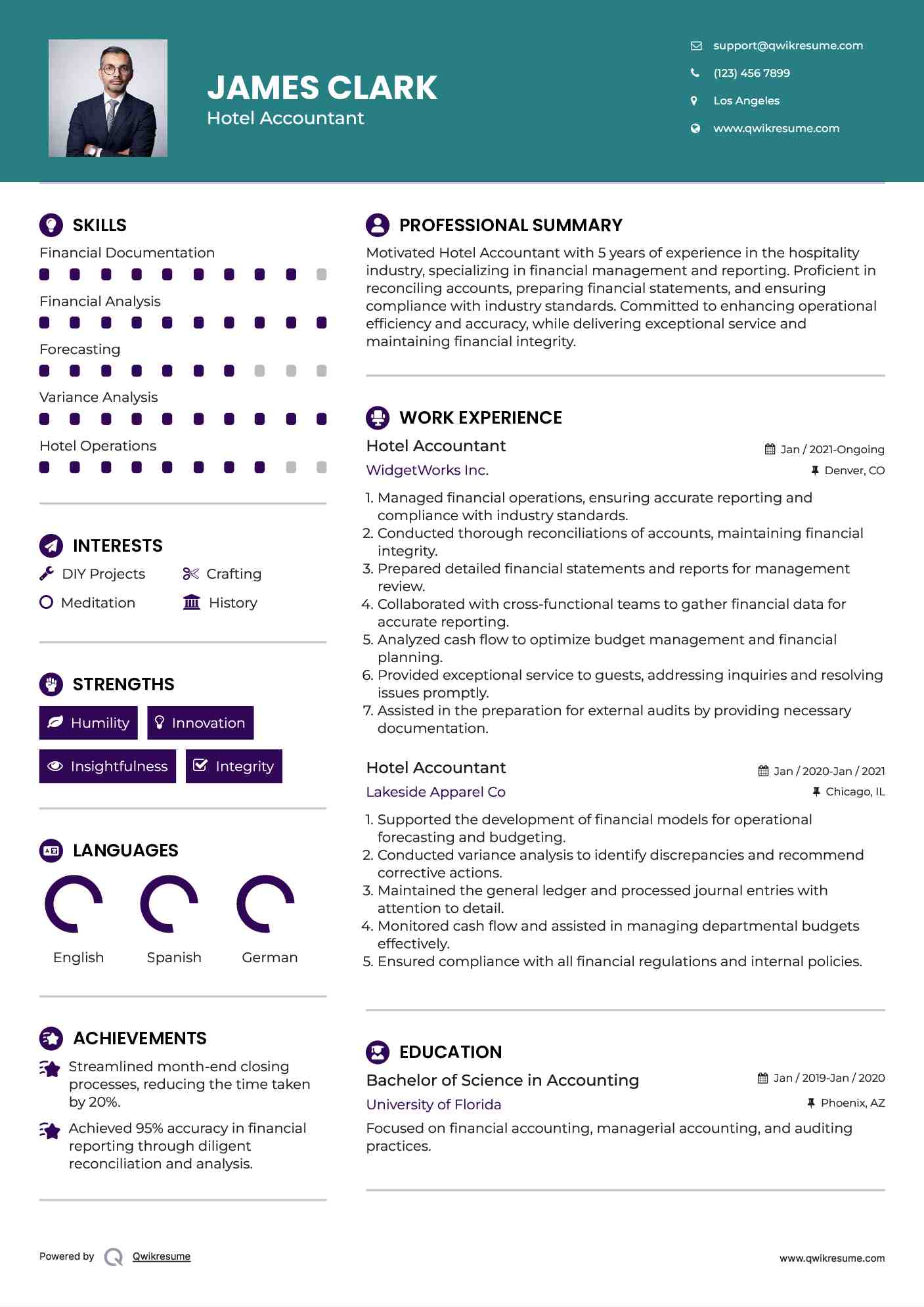 Hotel Accountant Resume Sample