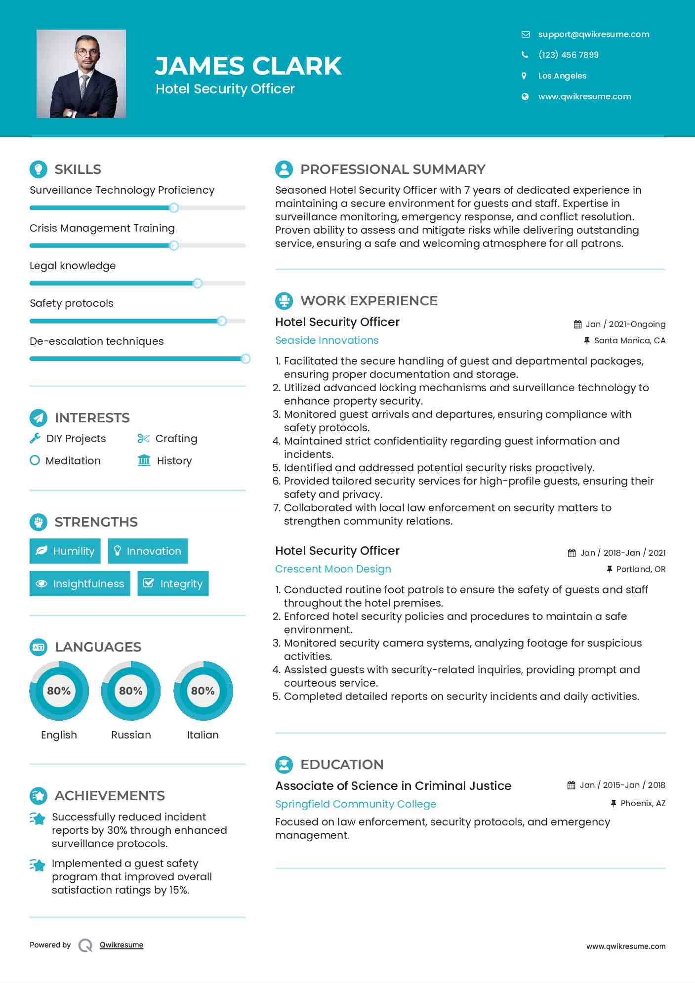 Hotel Security Officer Resume Model