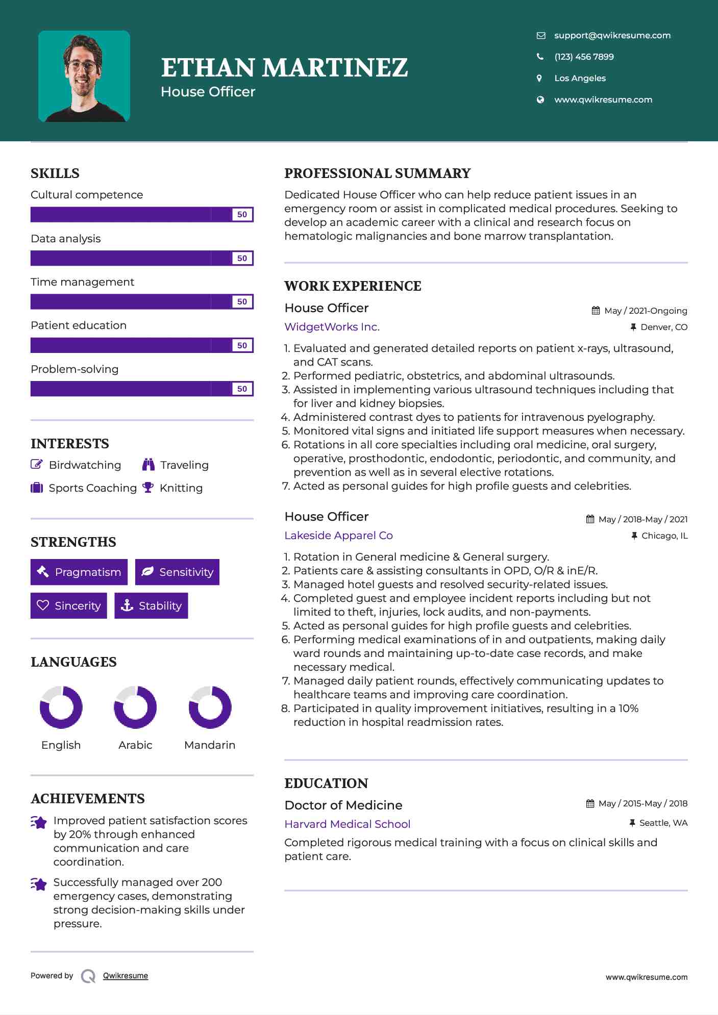 House Officer Resume Format