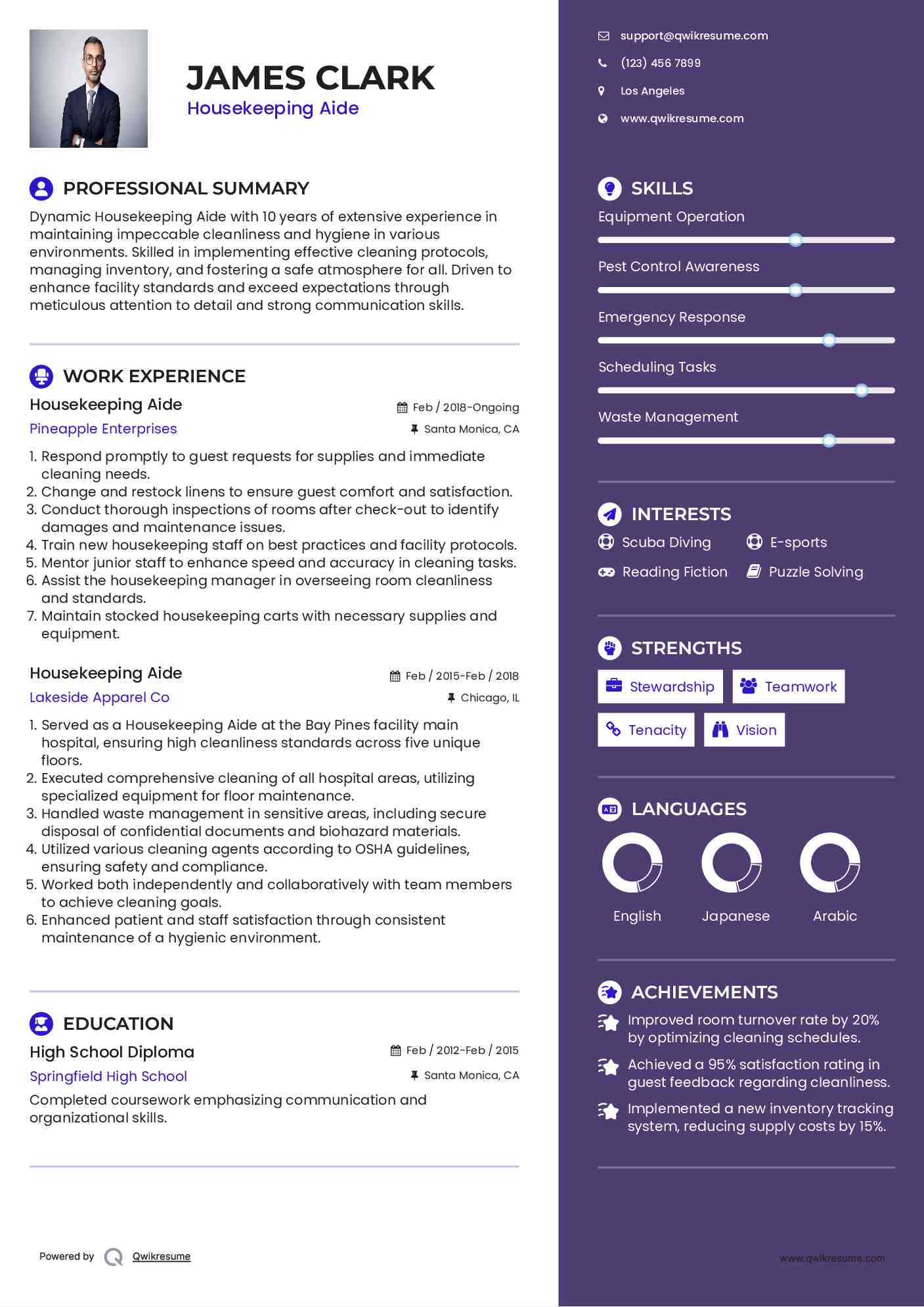 Housekeeping Aide Resume Format