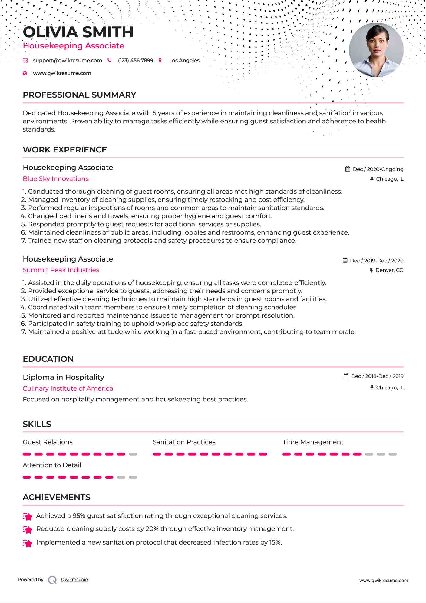 Housekeeping Associate Resume Model