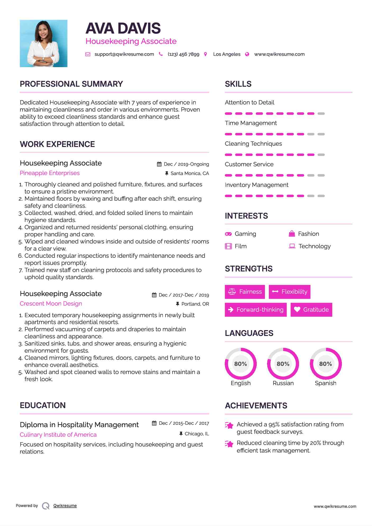 Housekeeping Associate Resume Format