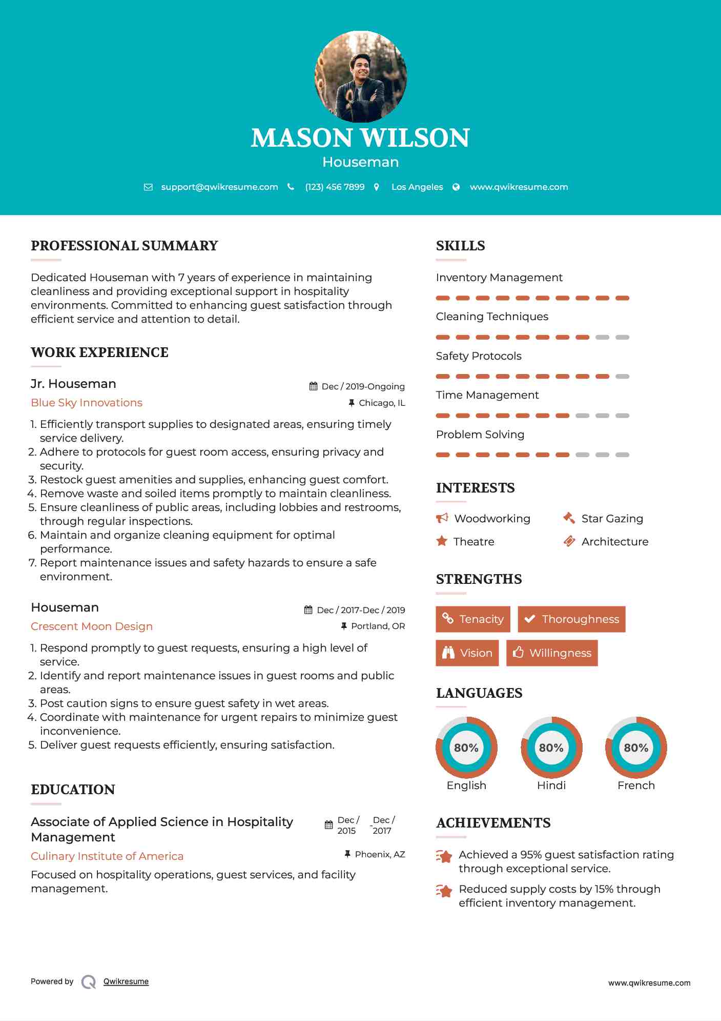 Jr. Houseman Resume Template