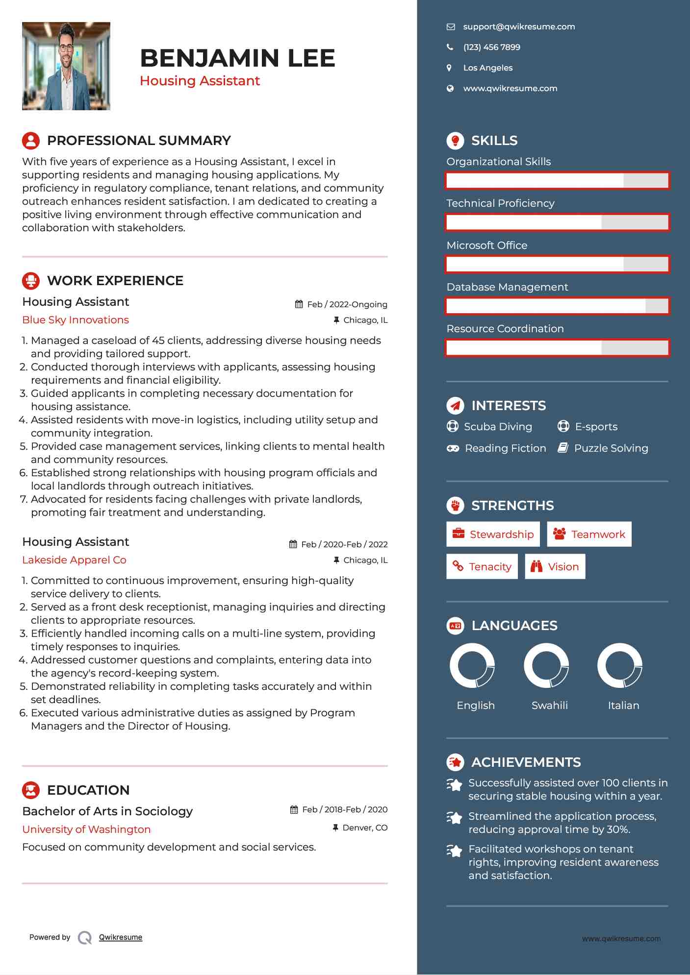 Housing Assistant Resume Samples QwikResume