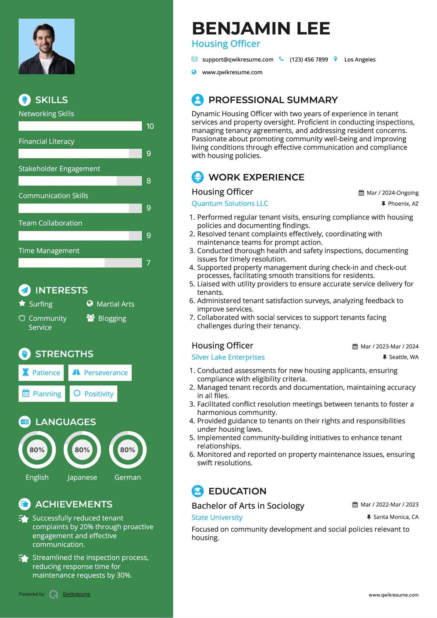 Housing Officer Resume Samples QwikResume
