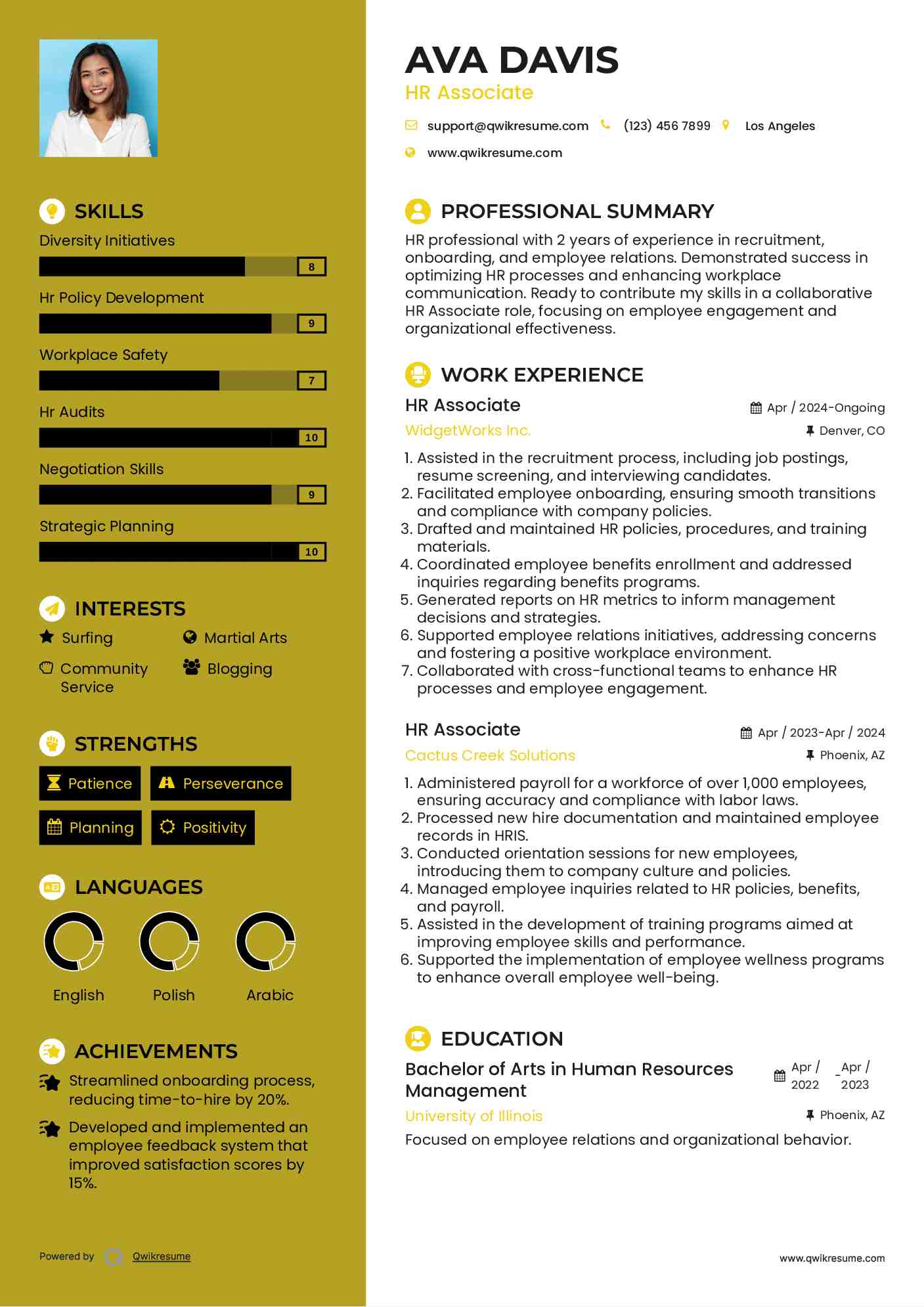 HR Associate Resume Template