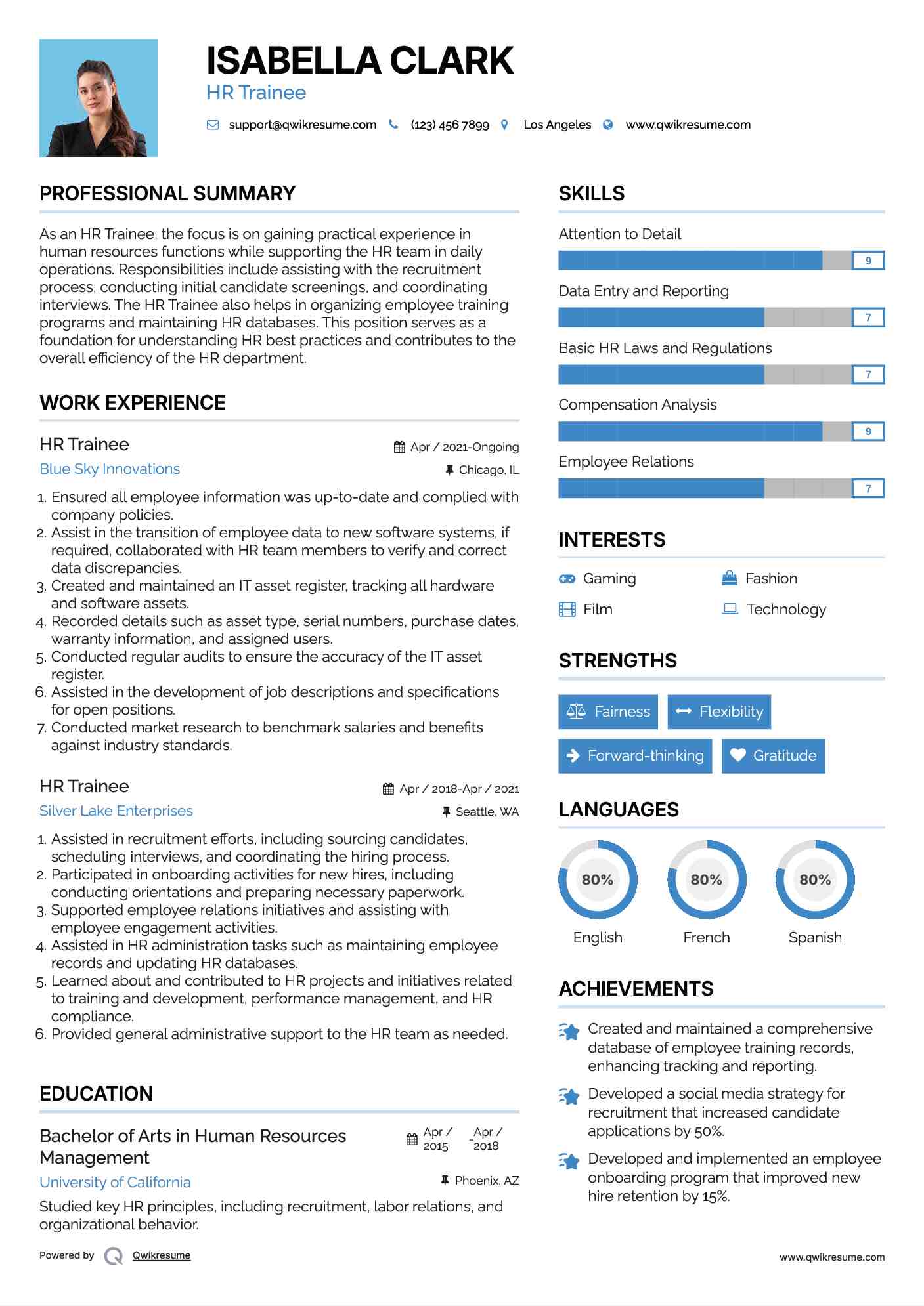 HR Trainee Resume Format