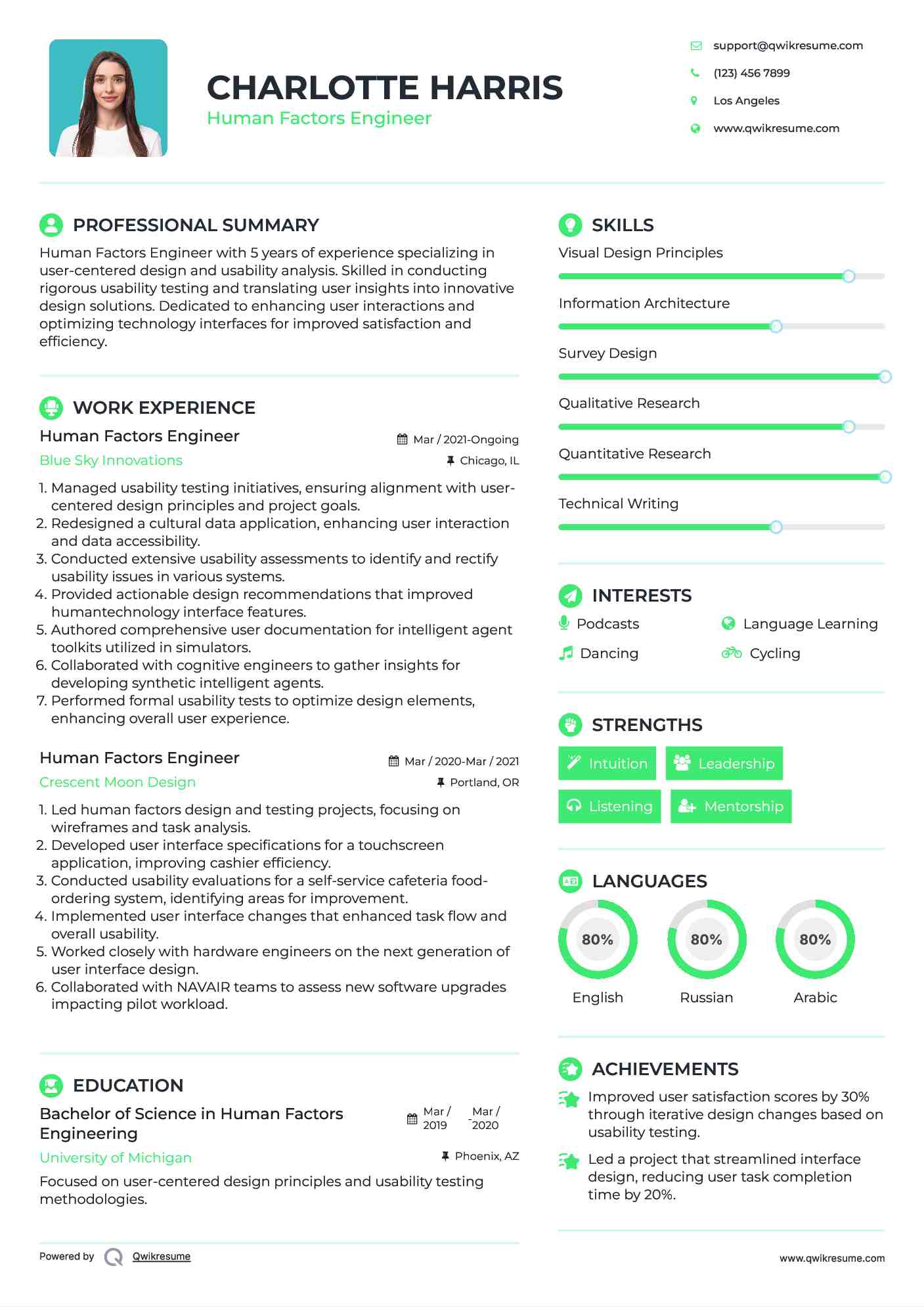 Human Factors Engineer Resume Template