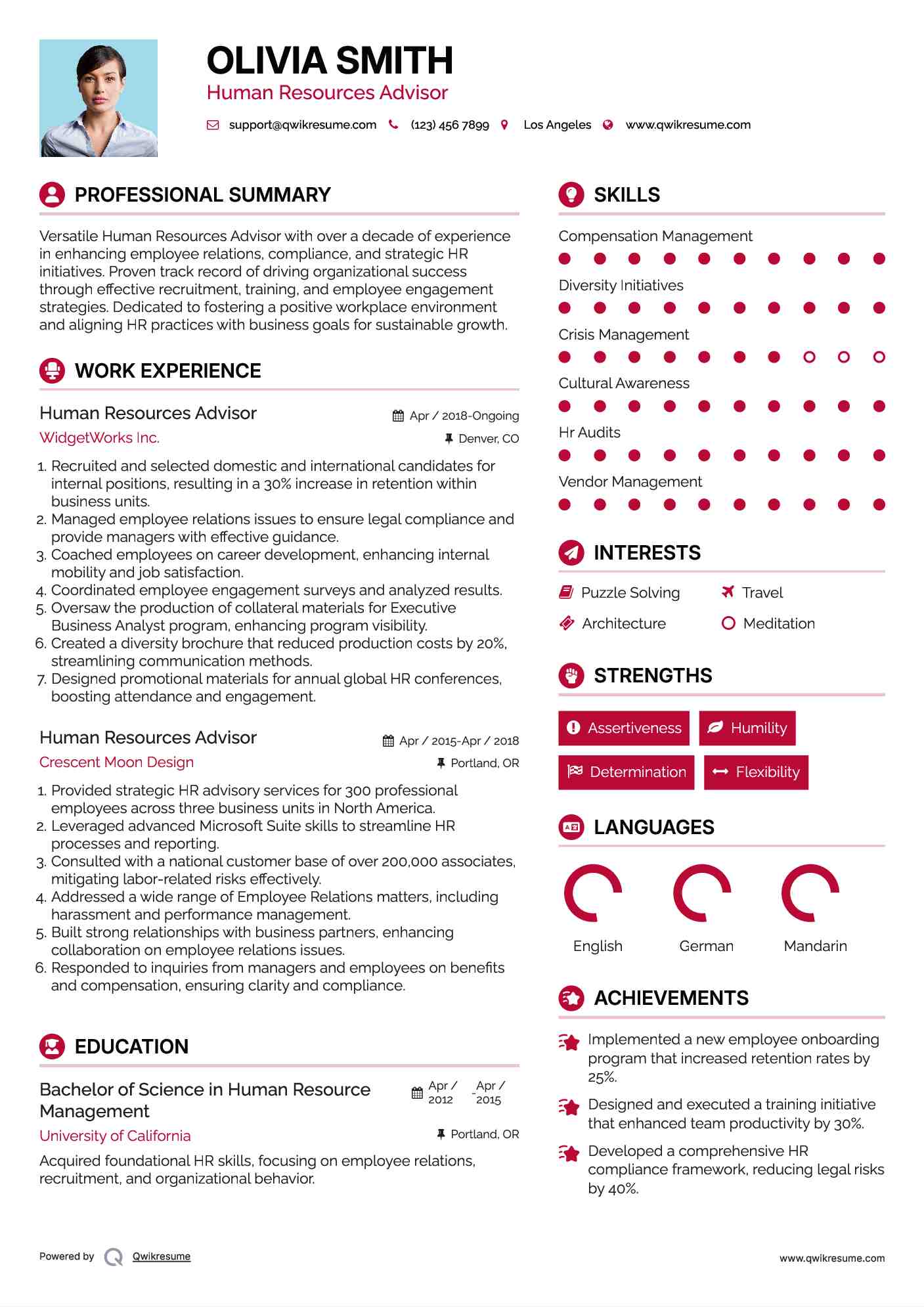 Human Resources Advisor Resume Template