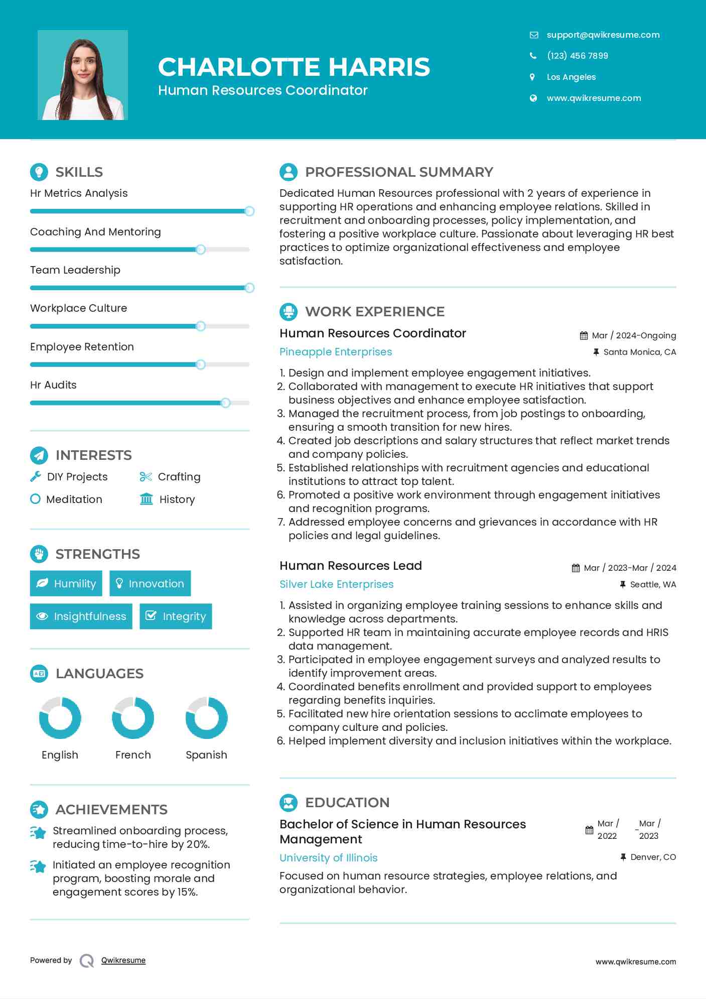 Human Resources Coordinator Resume Format