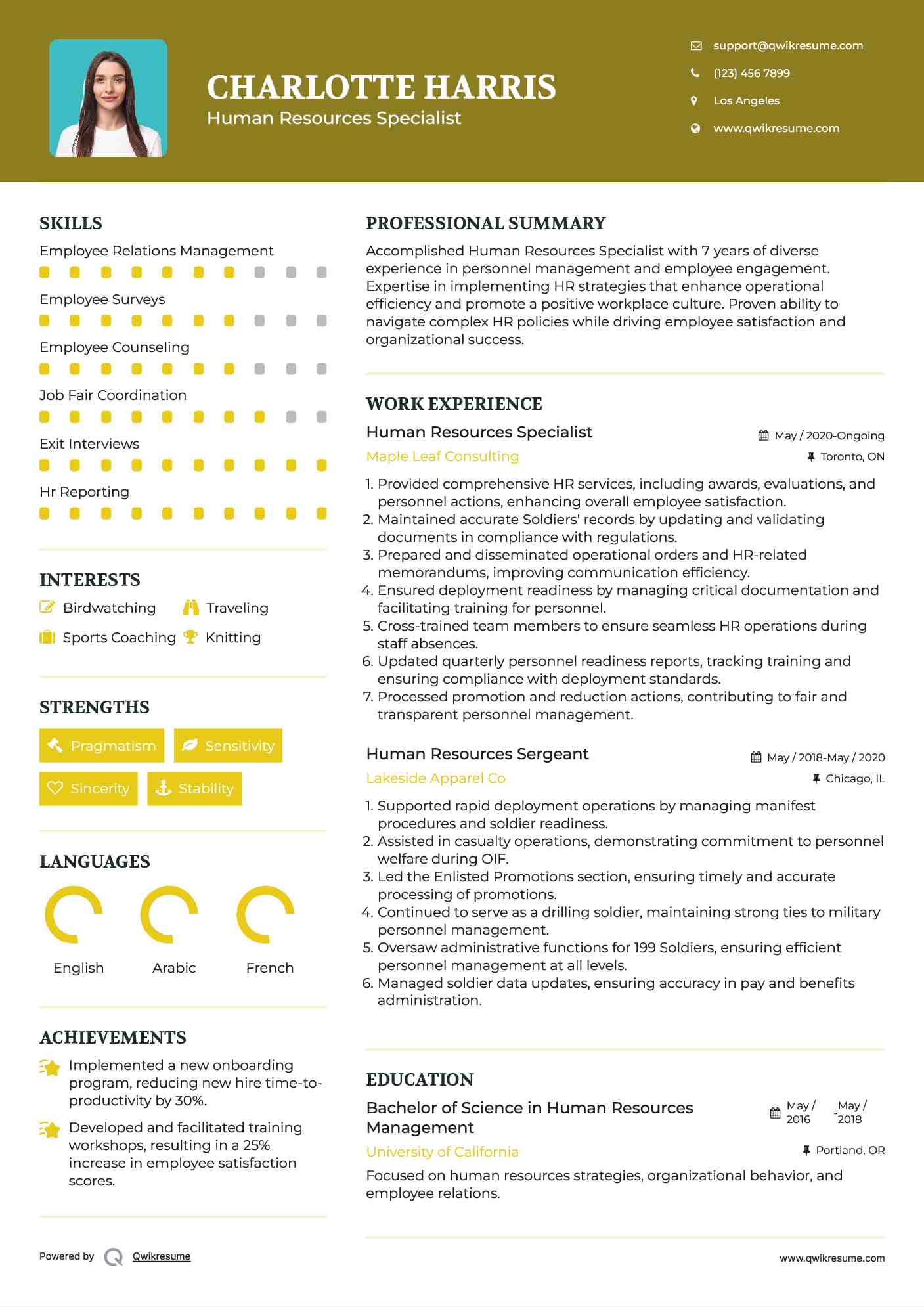Human Resources Specialist Resume Template