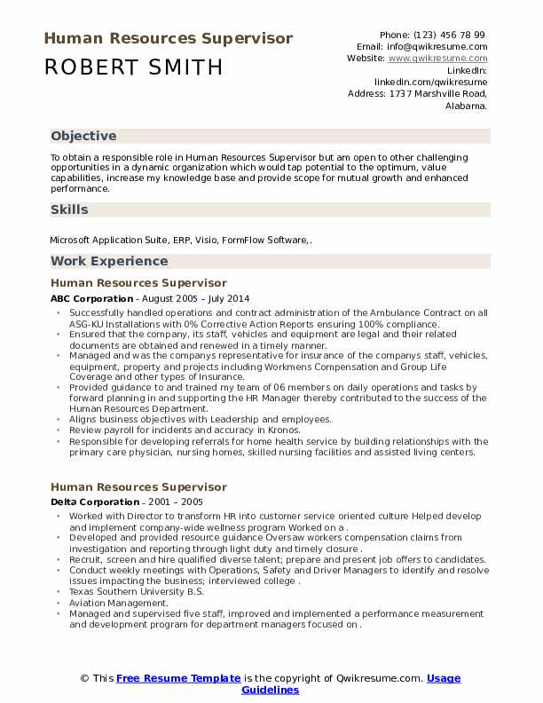 human-resources-supervisor-resume-samples-qwikresume