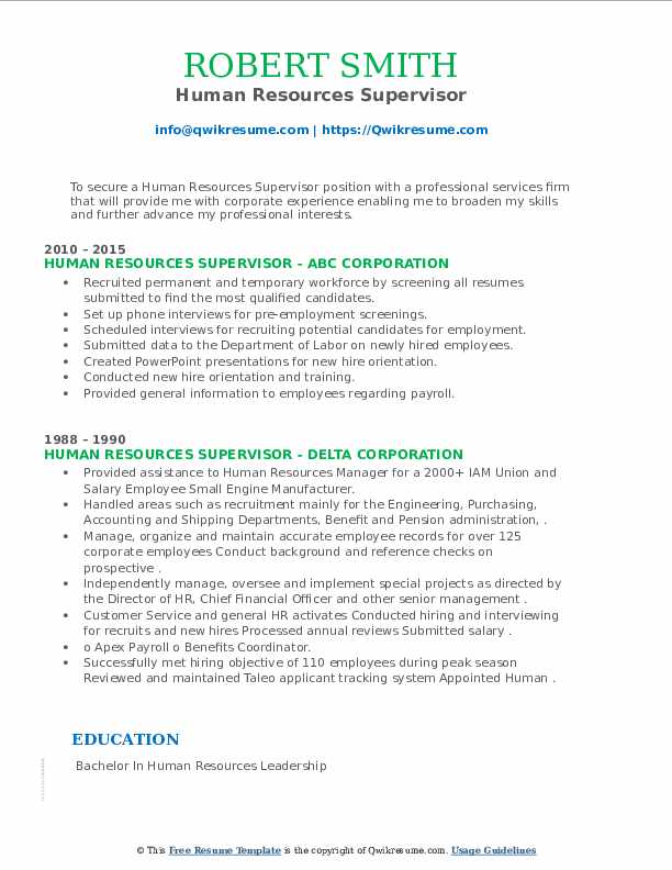 human-resources-supervisor-resume-samples-qwikresume