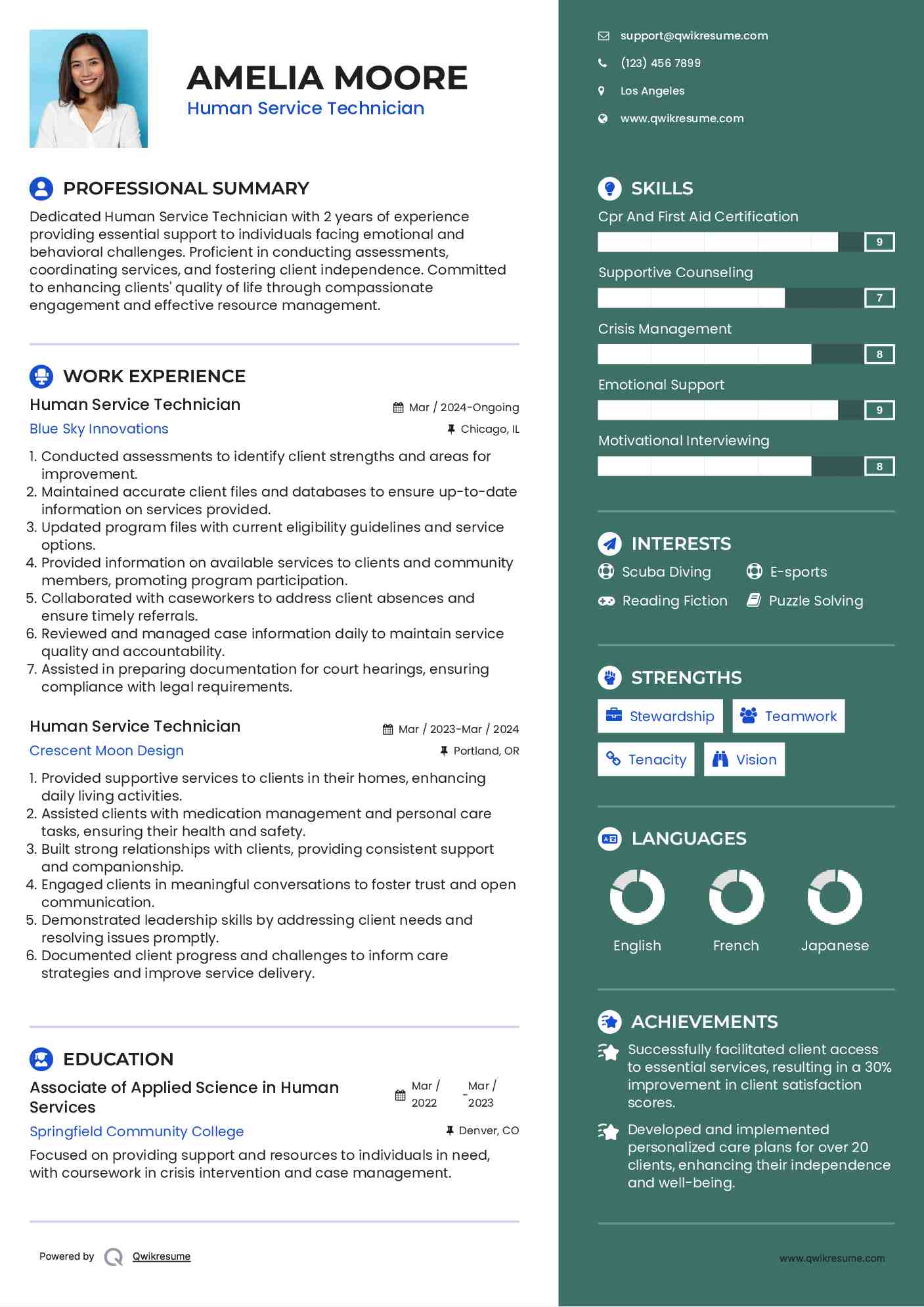 Human Service Technician Resume Model