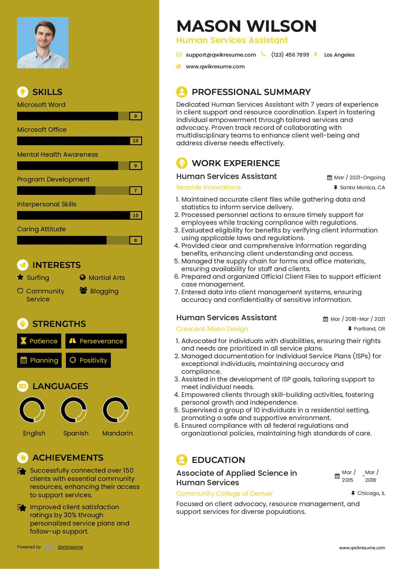 Human Services Assistant Resume Template
