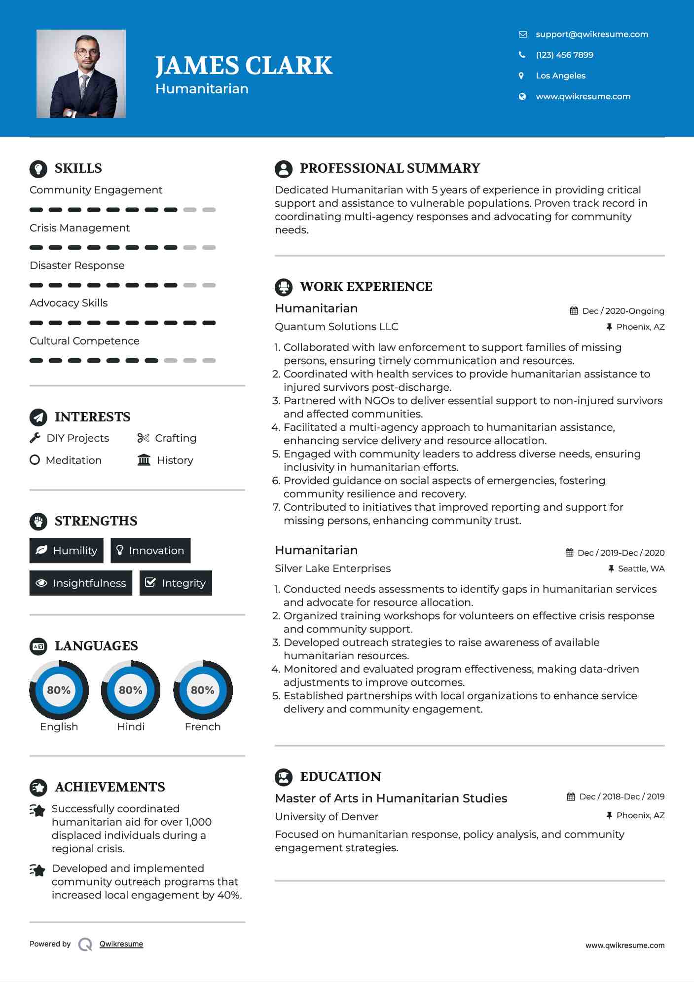 Humanitarian Resume Template