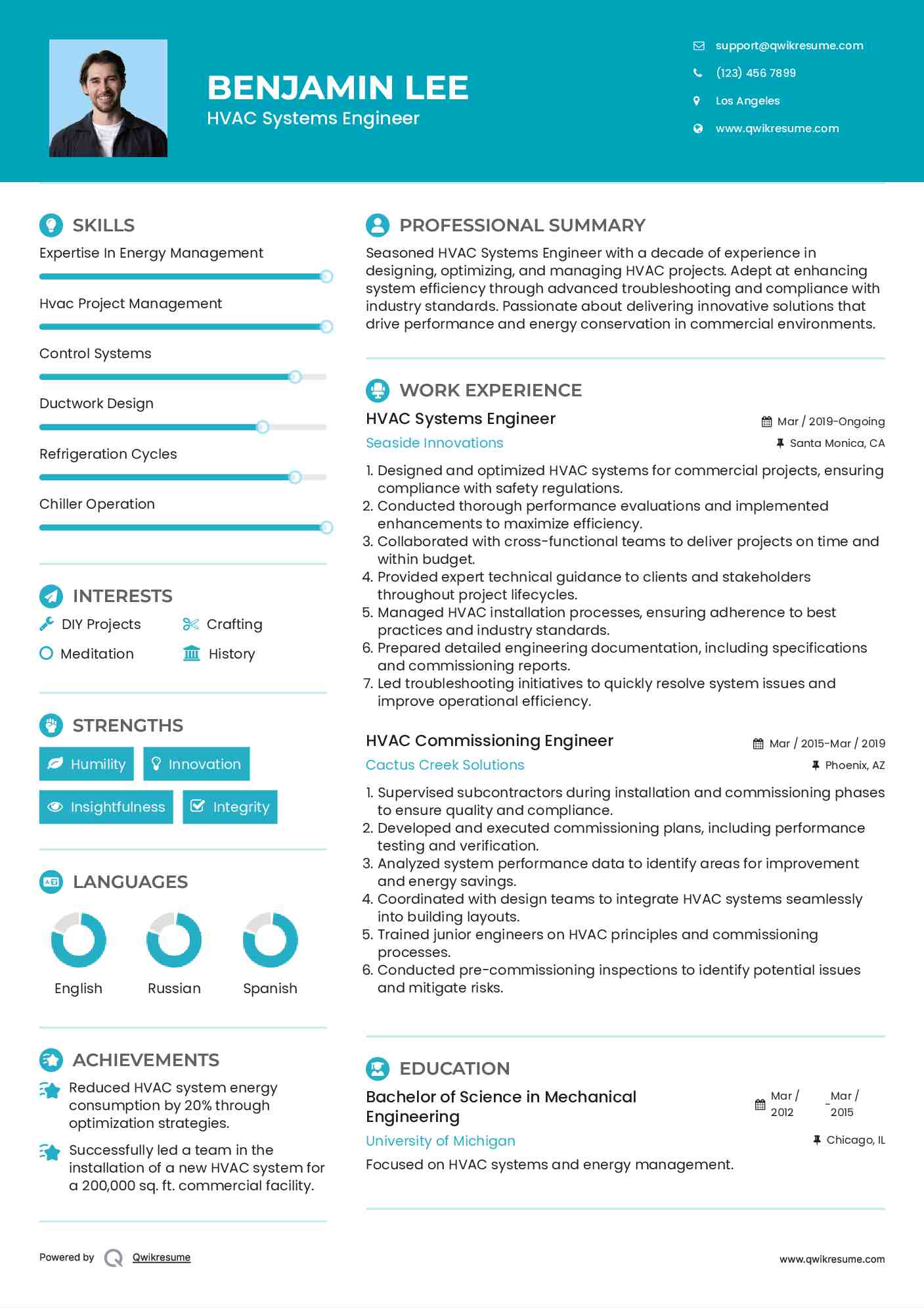 HVAC Systems Engineer Resume Model