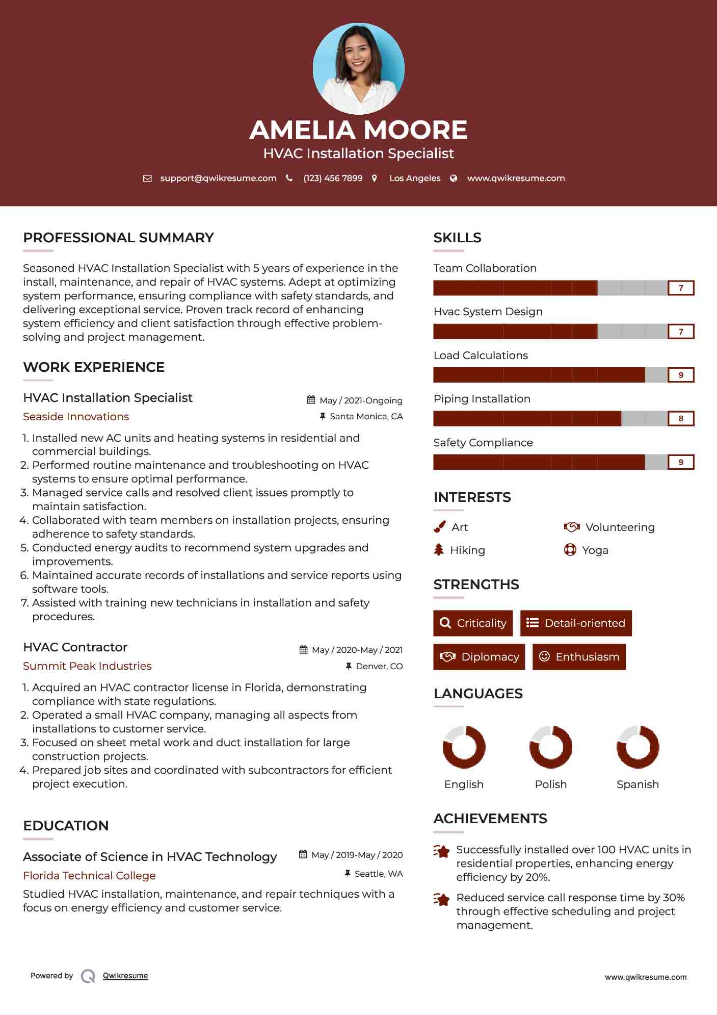 HVAC Installation Specialist Resume Model