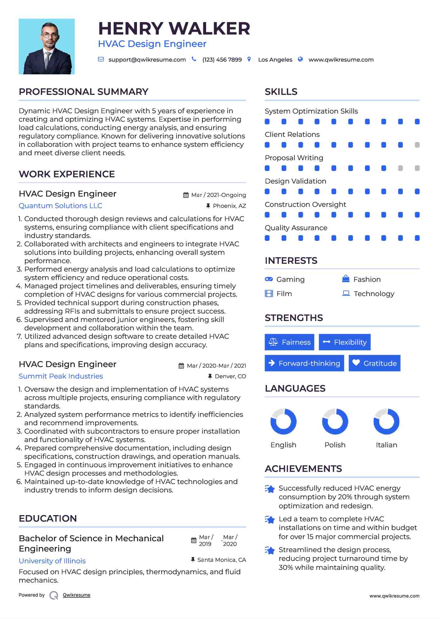 HVAC Design Engineer Resume Sample