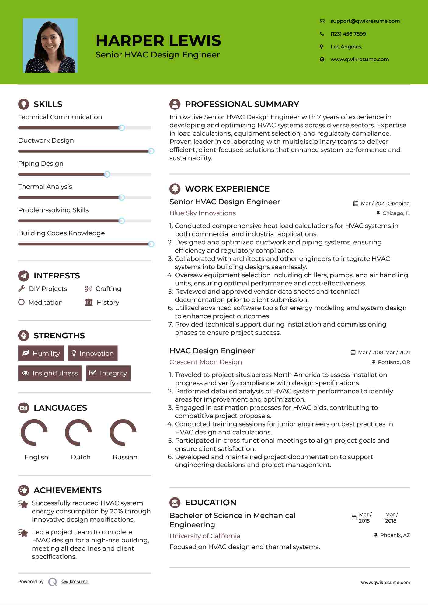 Senior HVAC Design Engineer Resume Format