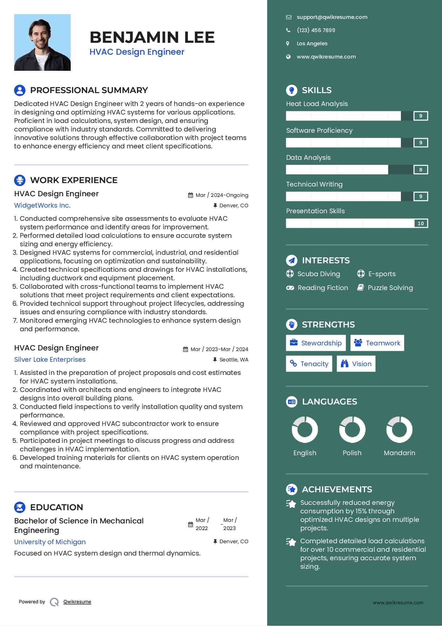 HVAC Design Engineer Resume Model