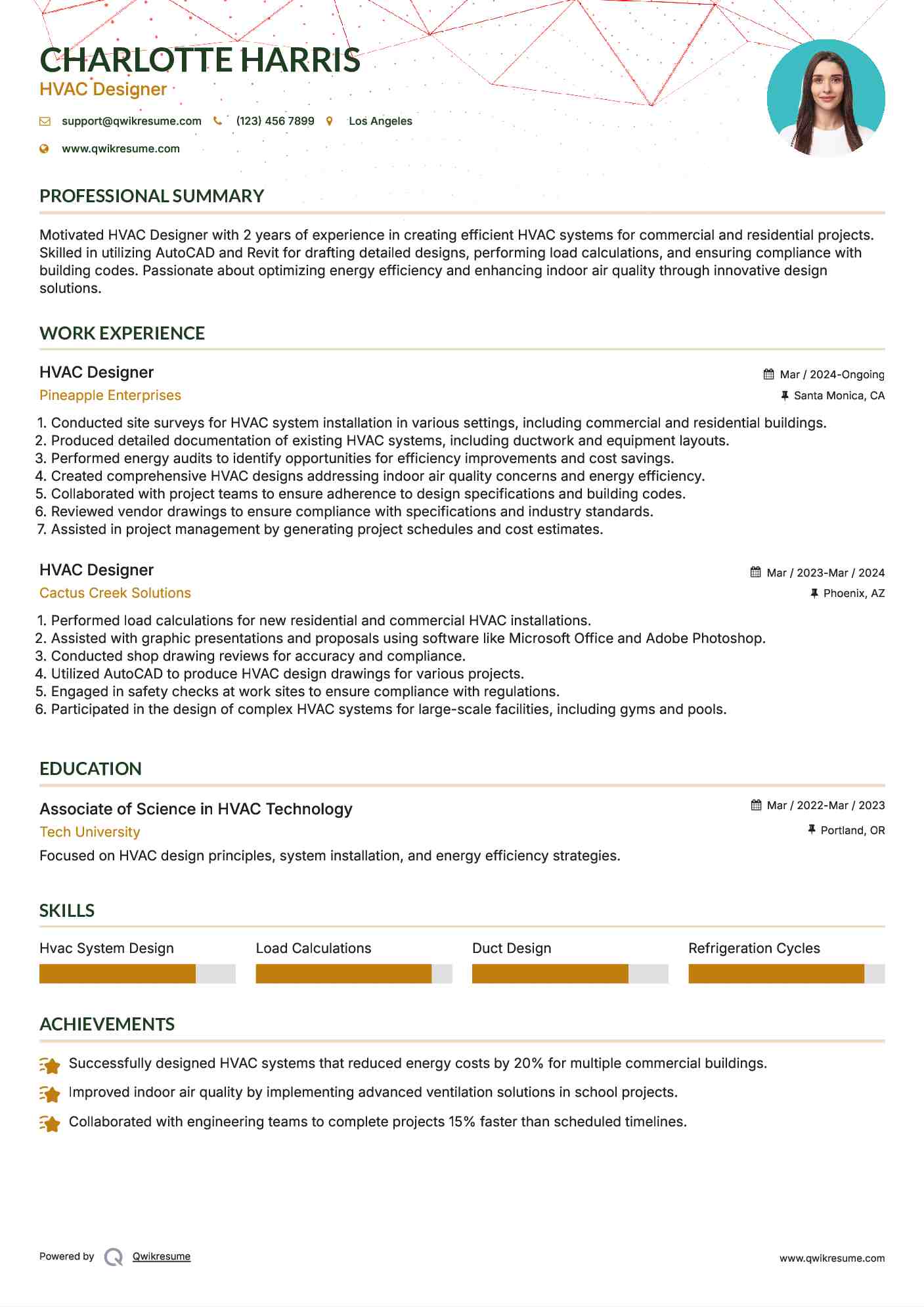 HVAC Designer Resume Example