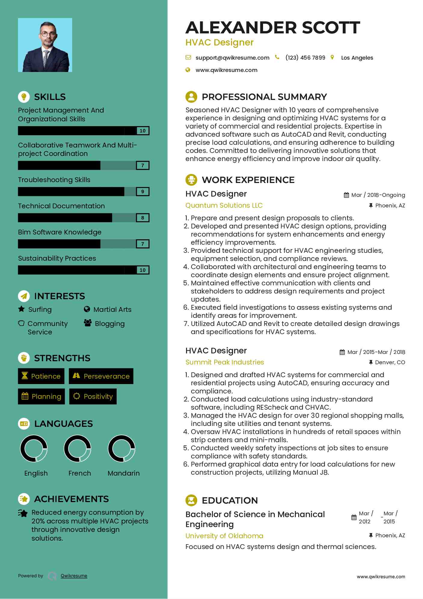 HVAC Designer Resume Model