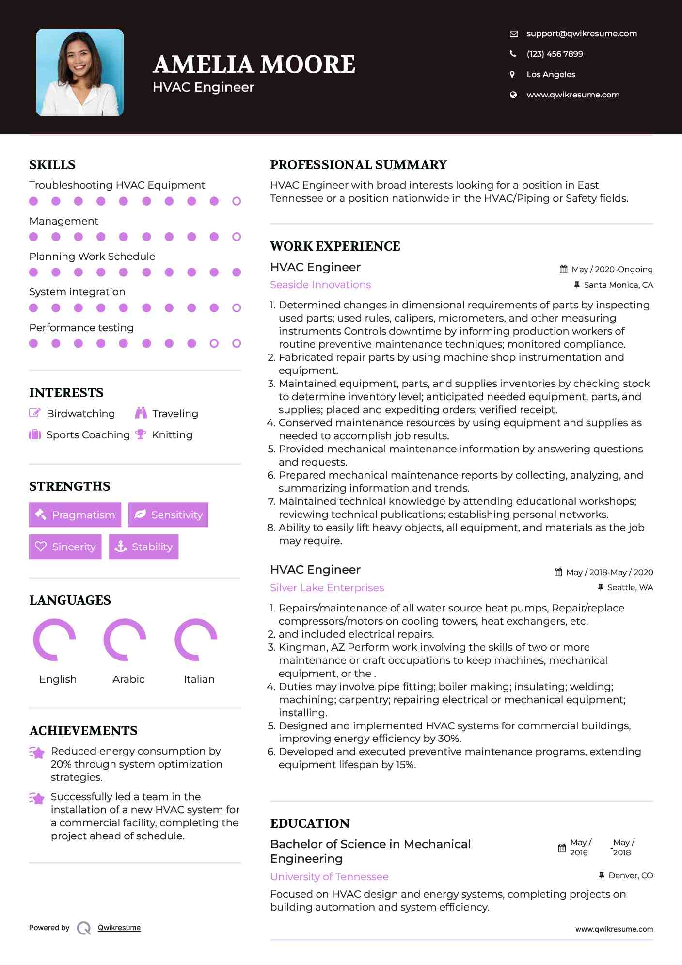 HVAC Engineer Resume Template