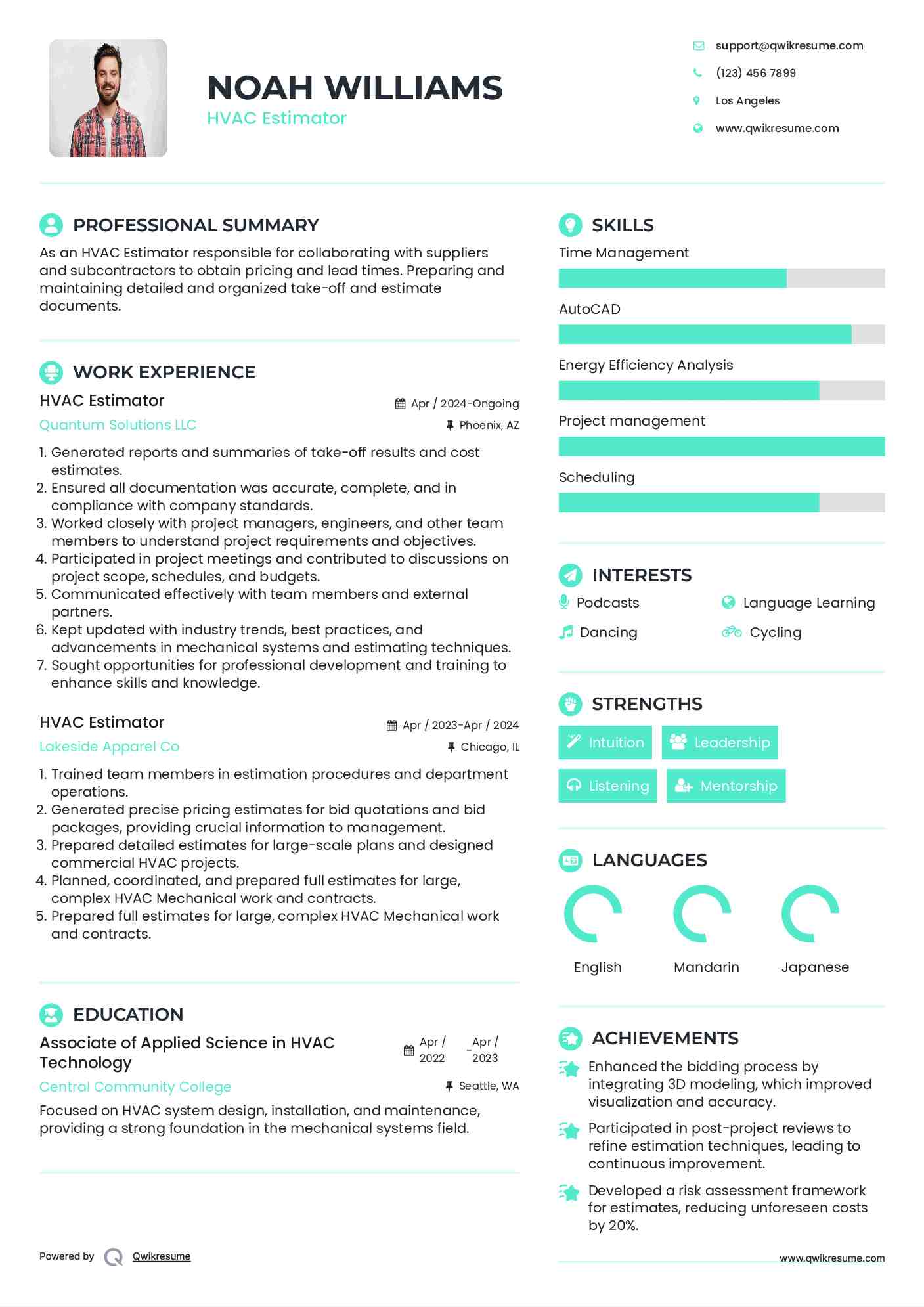 Hvac Estimator Resume Samples QwikResume