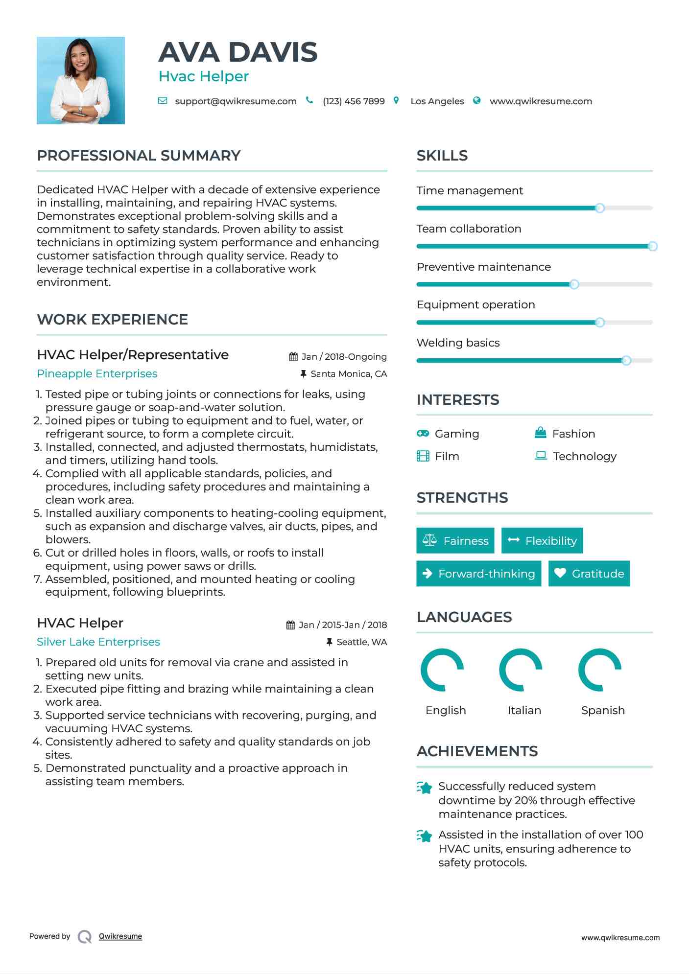 Hvac Helper Resume Samples QwikResume