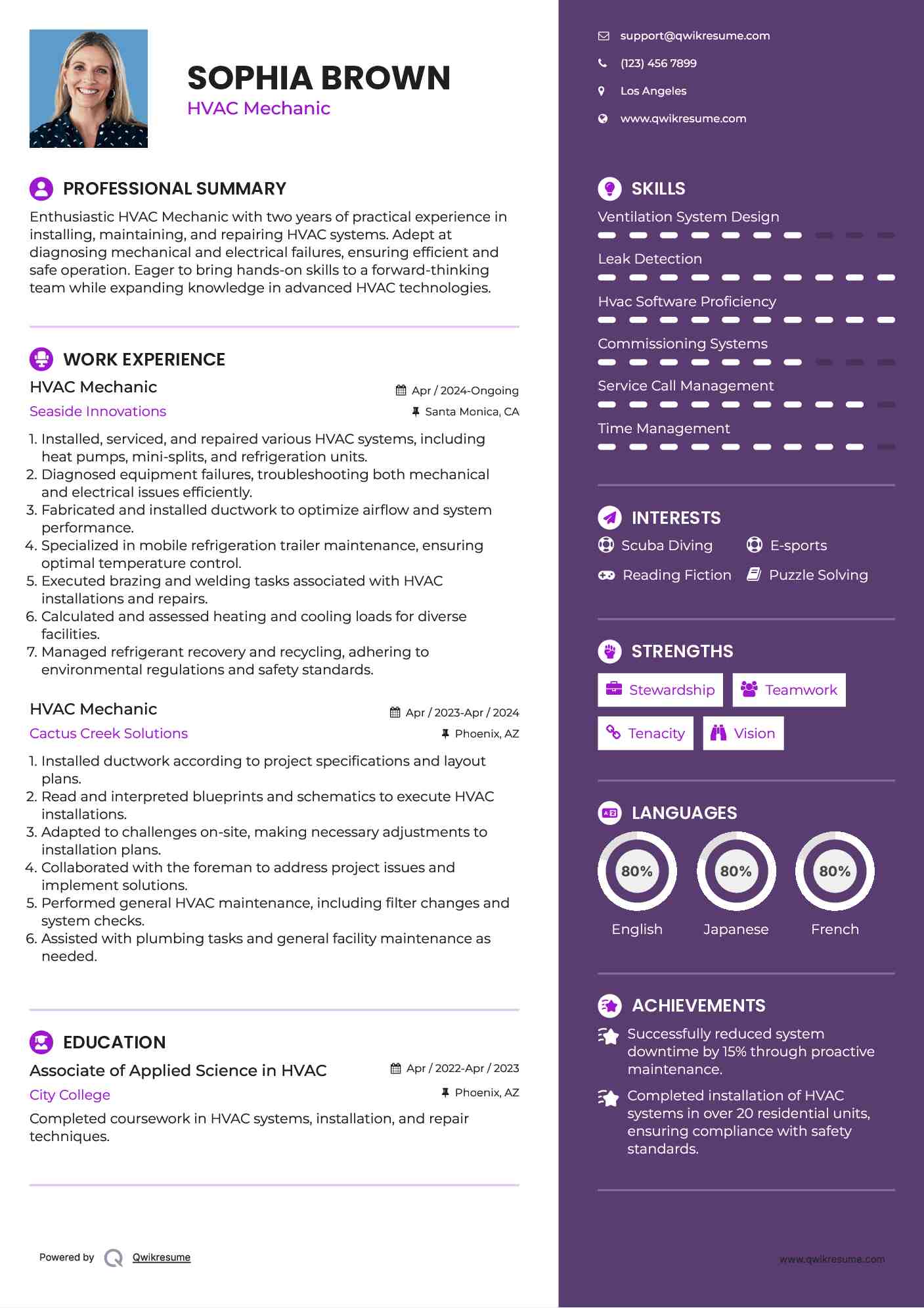 HVAC Mechanic Resume Samples QwikResume