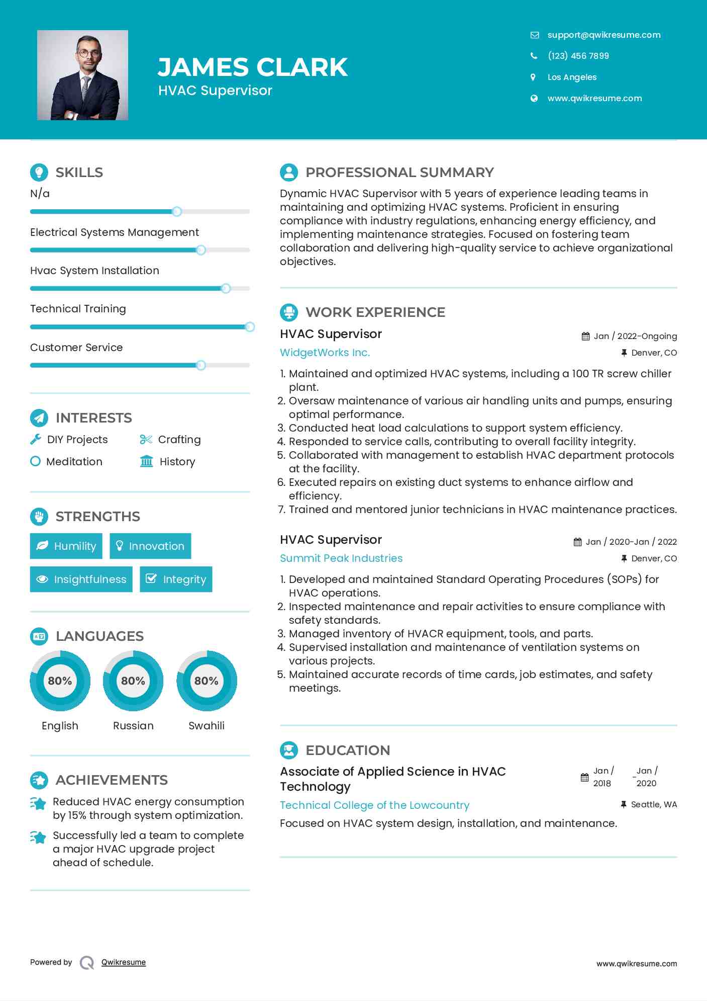 HVAC Supervisor Resume Template