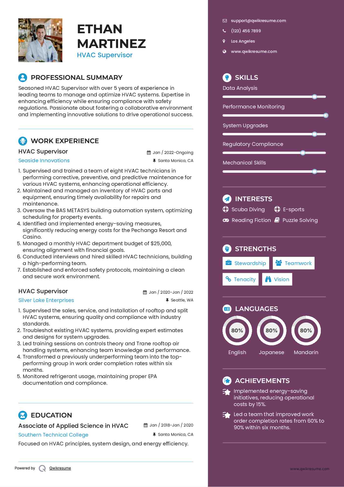 HVAC Supervisor Resume Template