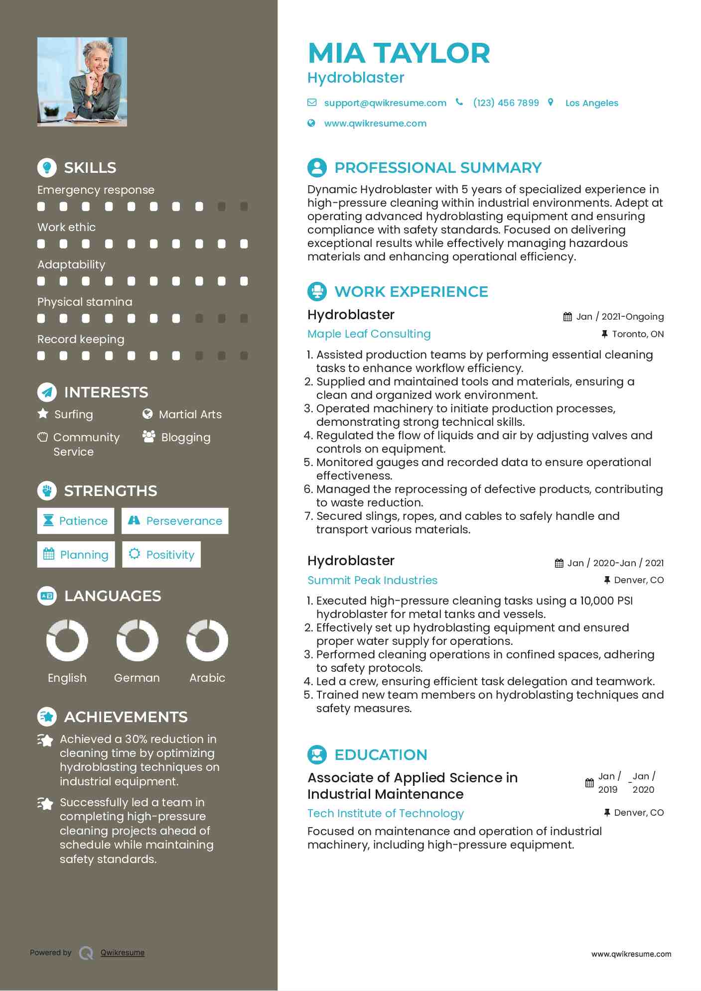 Hydroblaster Resume Format